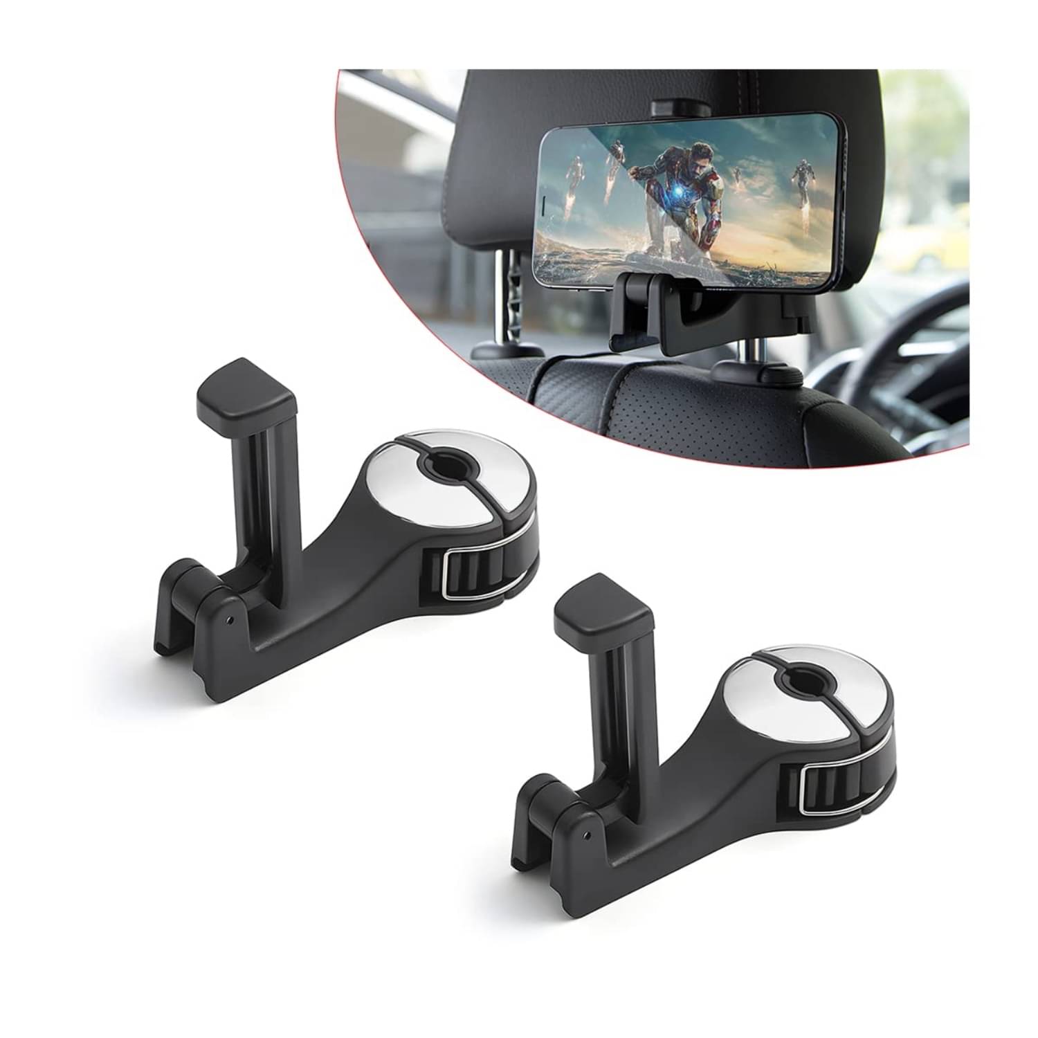     			MANDEV Headrest Double Clamp Car Mobile Holder - Multicolor