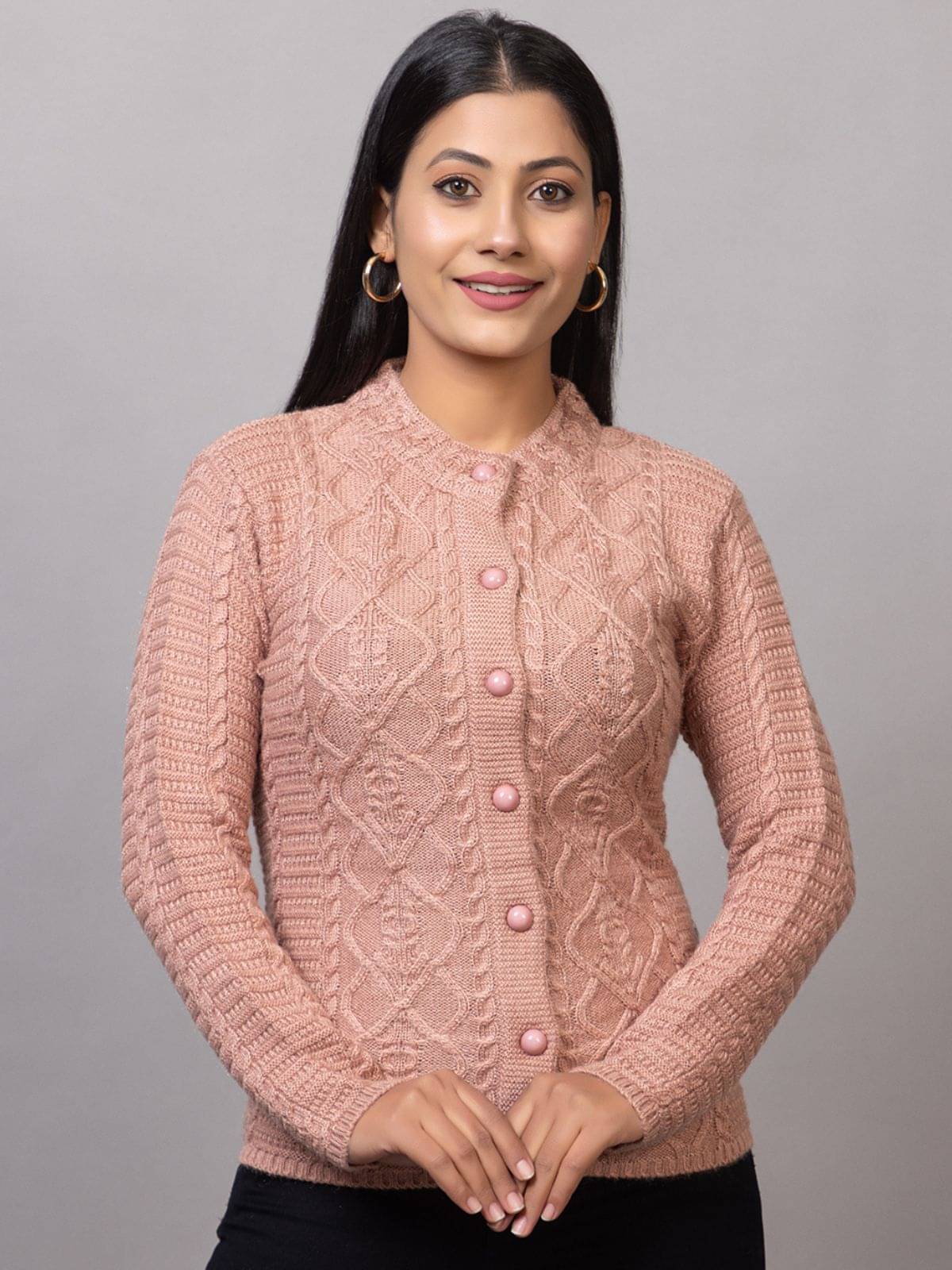 MISDYNAMIC Acrylic Round Neck Women's Buttoned Cardigans - Pink ( Pack of 2 ) MISDYNAMIC Acrylic Round Neck Women's Buttoned Cardigans - Pink ( Pack of 2 )