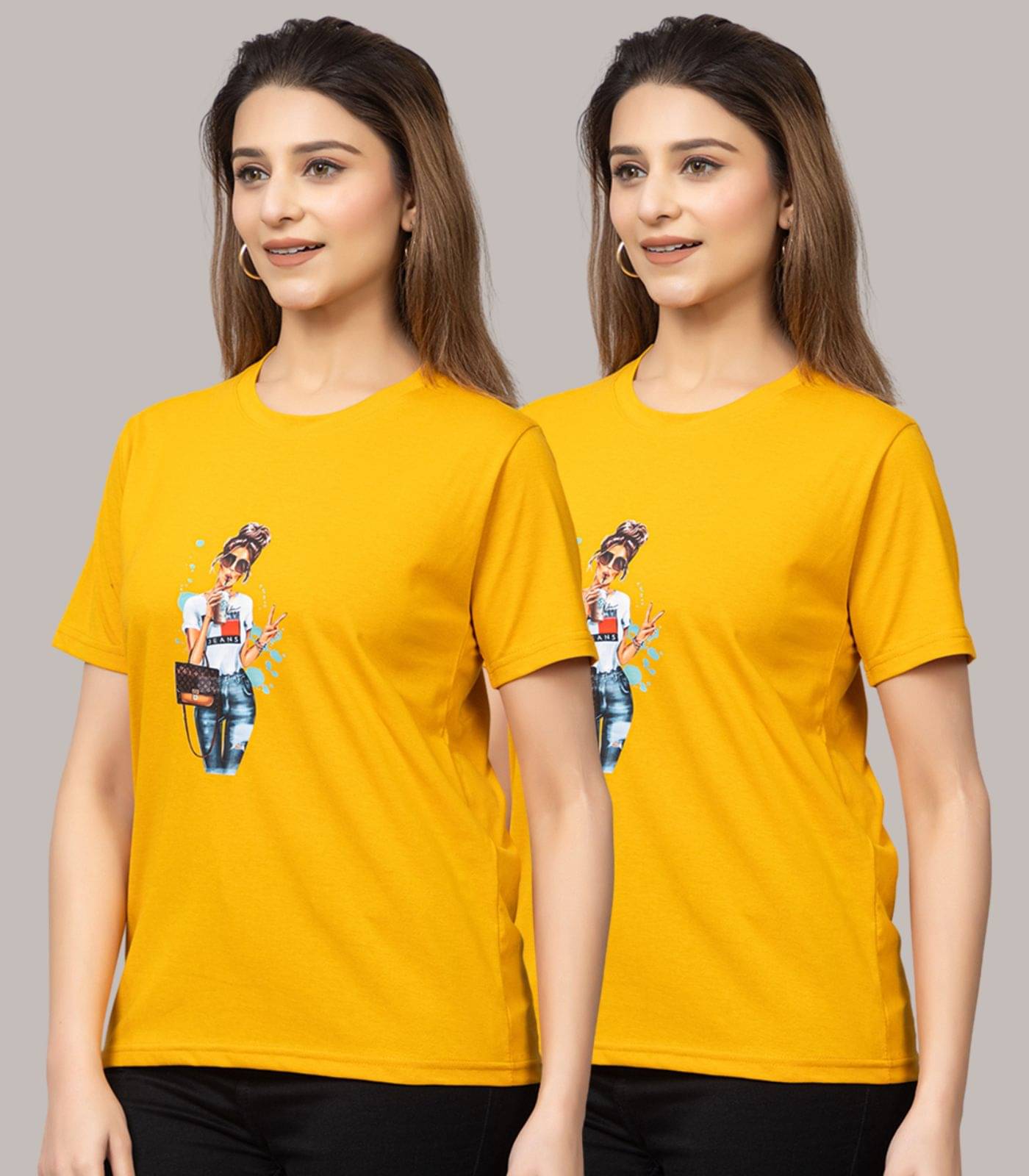 MISDYNAMIC Women Cotton Blend Printed Regular Fit Round Neck T-Shirt ( Mustard ) MISDYNAMIC Women Cotton Blend Printed Regular Fit Round Neck T-Shirt ( Mustard )