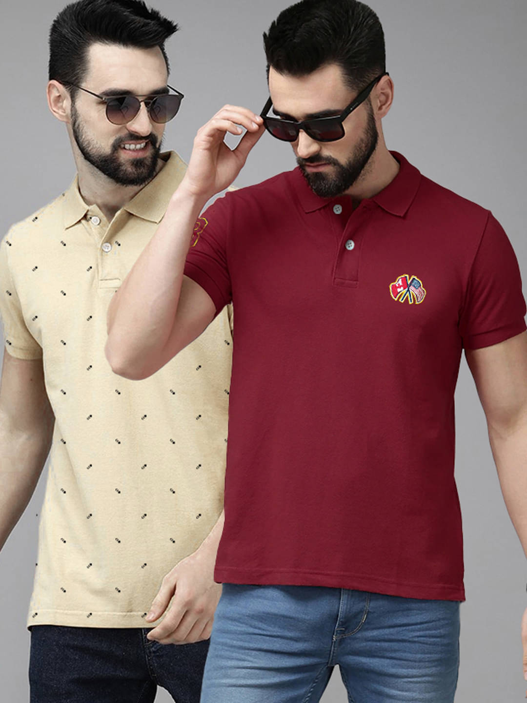    			Merriment Pack of 2 Cotton Regular Fit Solid Half Sleeves Men's Polo T Shirt ( Maroon )
