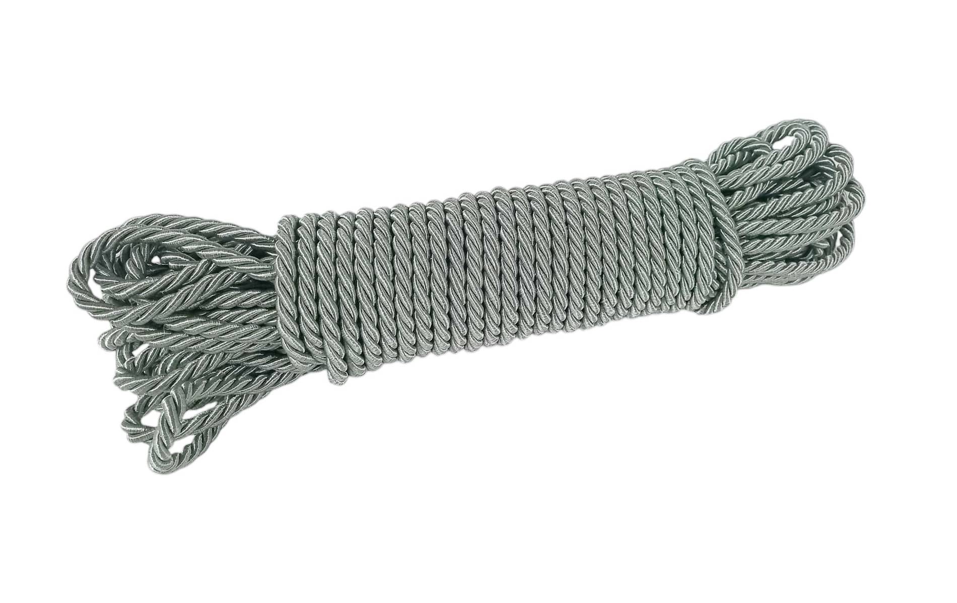     			PRANSUNITA  Twisted Zari Thread Rope Dori for Bags Handle, Hamper, DIY Crafts, Gift Packaging, School & Home Projects, Curtain Tieback, Honor Cord- 10 mts – 6 mm thick - Grey