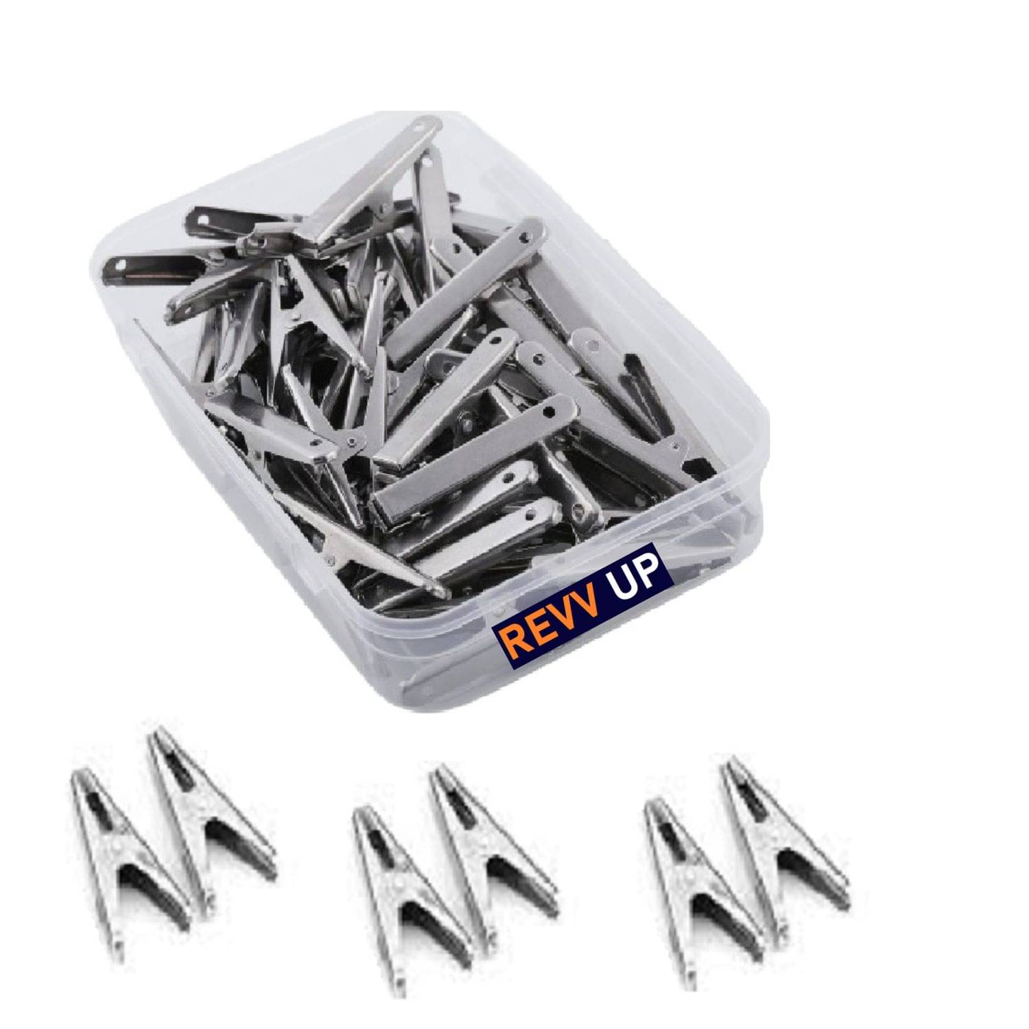     			REVV UP - 36 Pcs Heavy Duty Rust Free Cloth Peg/Clothes Clip/Cloth Drying Pins/Pegs for Hanger/Rods/Ropes/Drying Clothes (SS Clip with Plastic Grip with Storage Box)