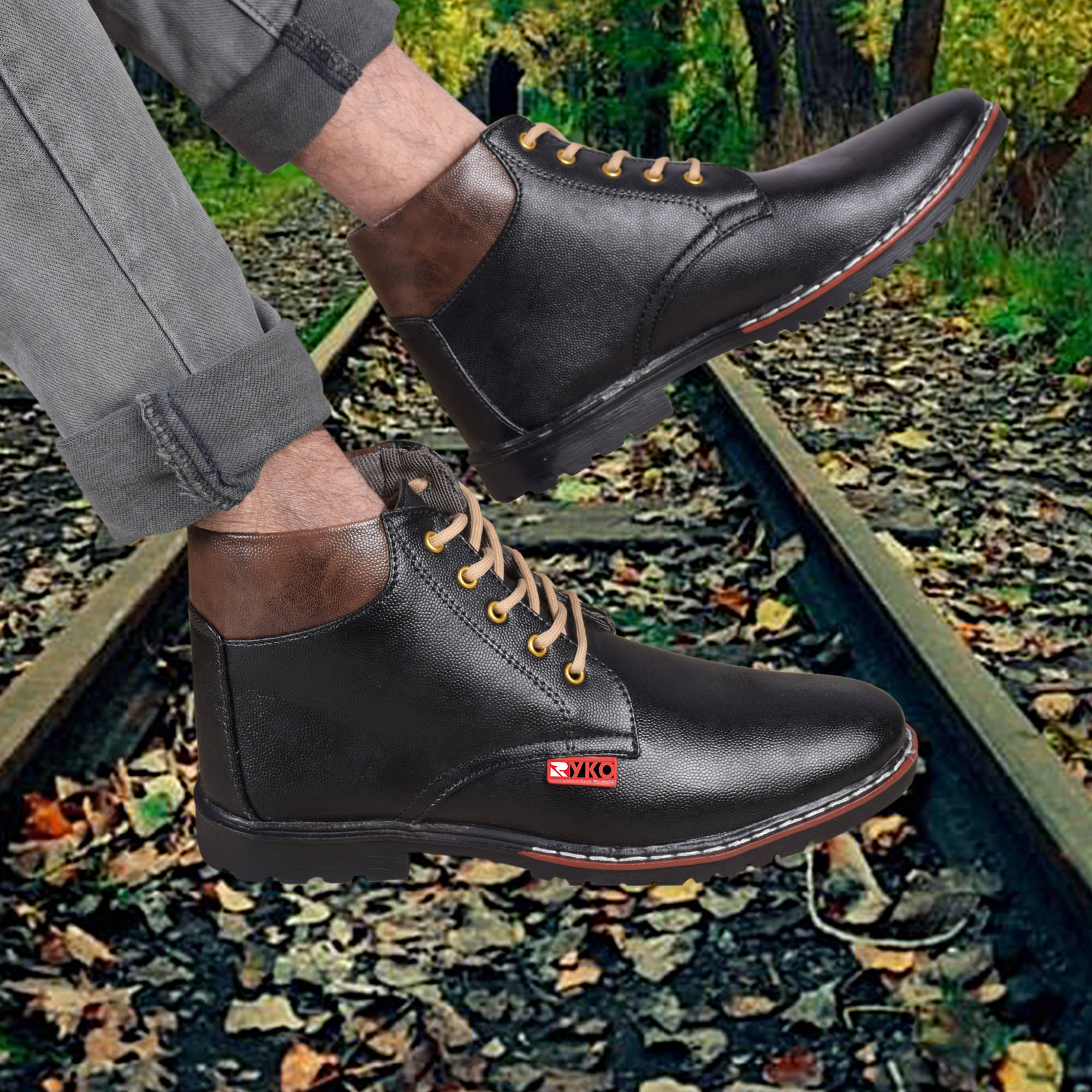 RYKO Black Men's Casual Boots