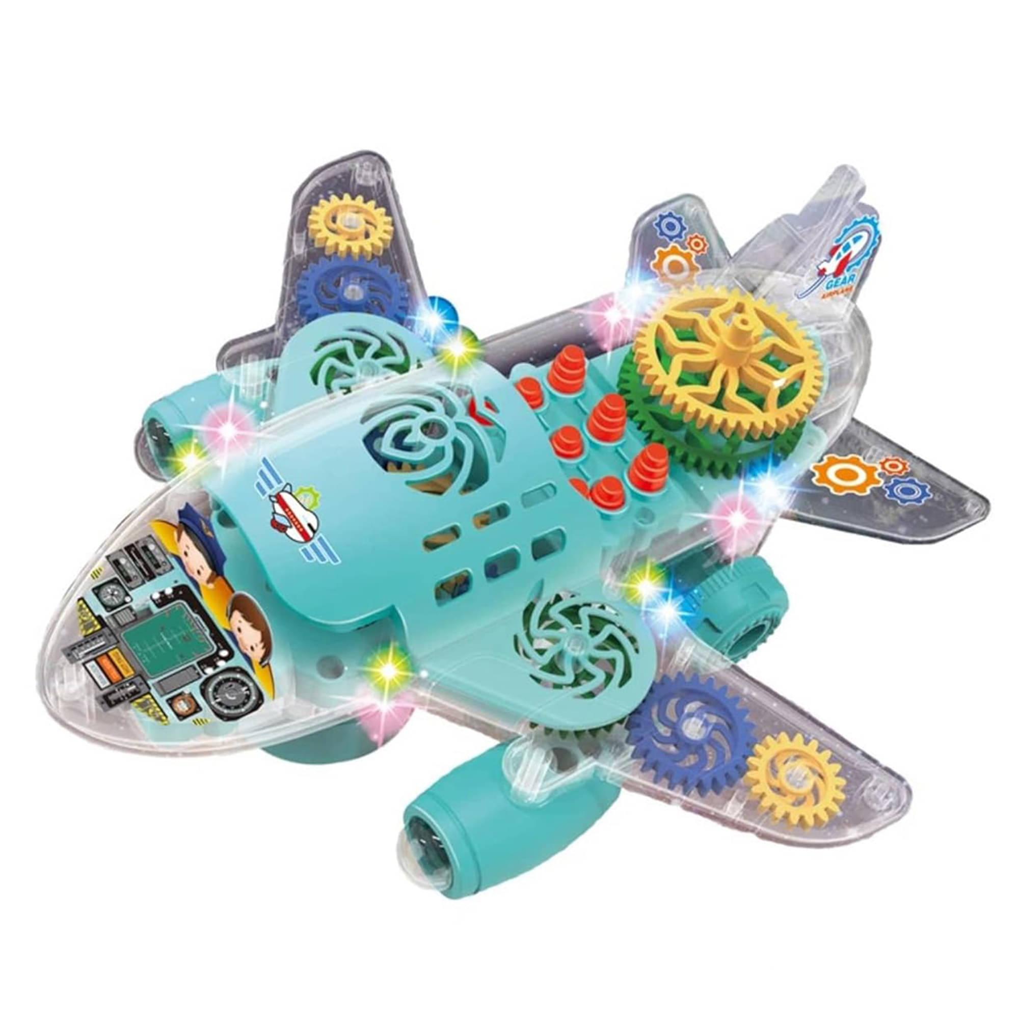     			TOY DEKHO Transparent Gear Plane / Colorful Flash Music Airplane Toy  3+ Years  Boys And Girls / Musical Gear plane For Kids / Transparent Gear Plane Electric Toys with Bump & Go Action.