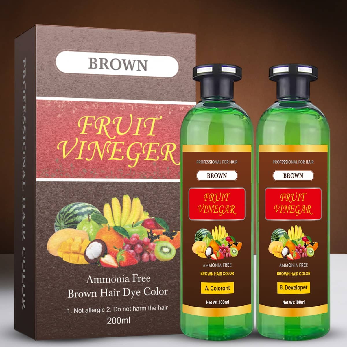 WRIXTY Fruit Vinegar Dark Brown Hair Colour Gel Instant Smooth Silky Hair Quick Result Long Lasting