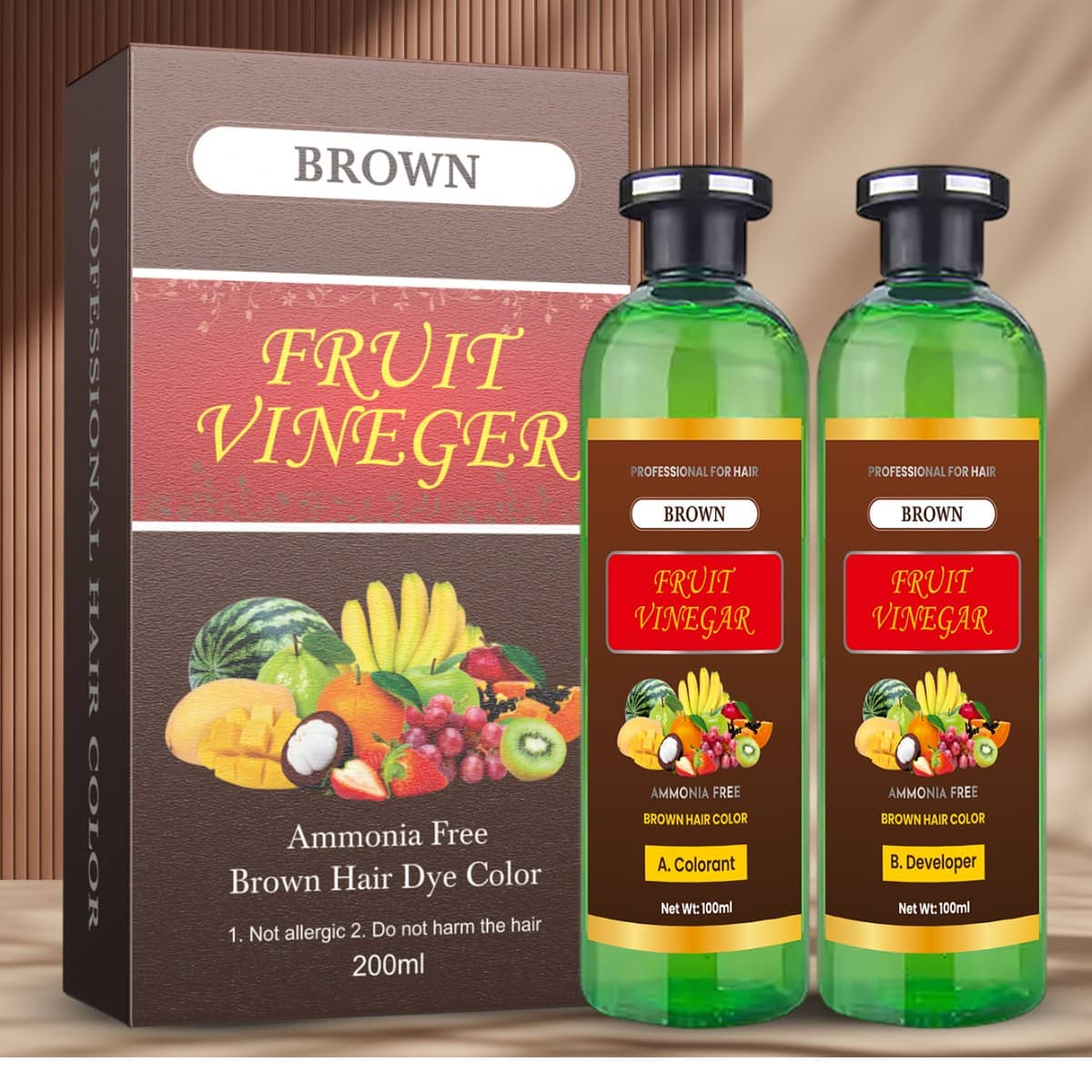 WRIXTY Fruit Vinegar Hair Dye Gel Dark Brown Instant Smooth Silky Hair Easy Use Natural Shine Finish