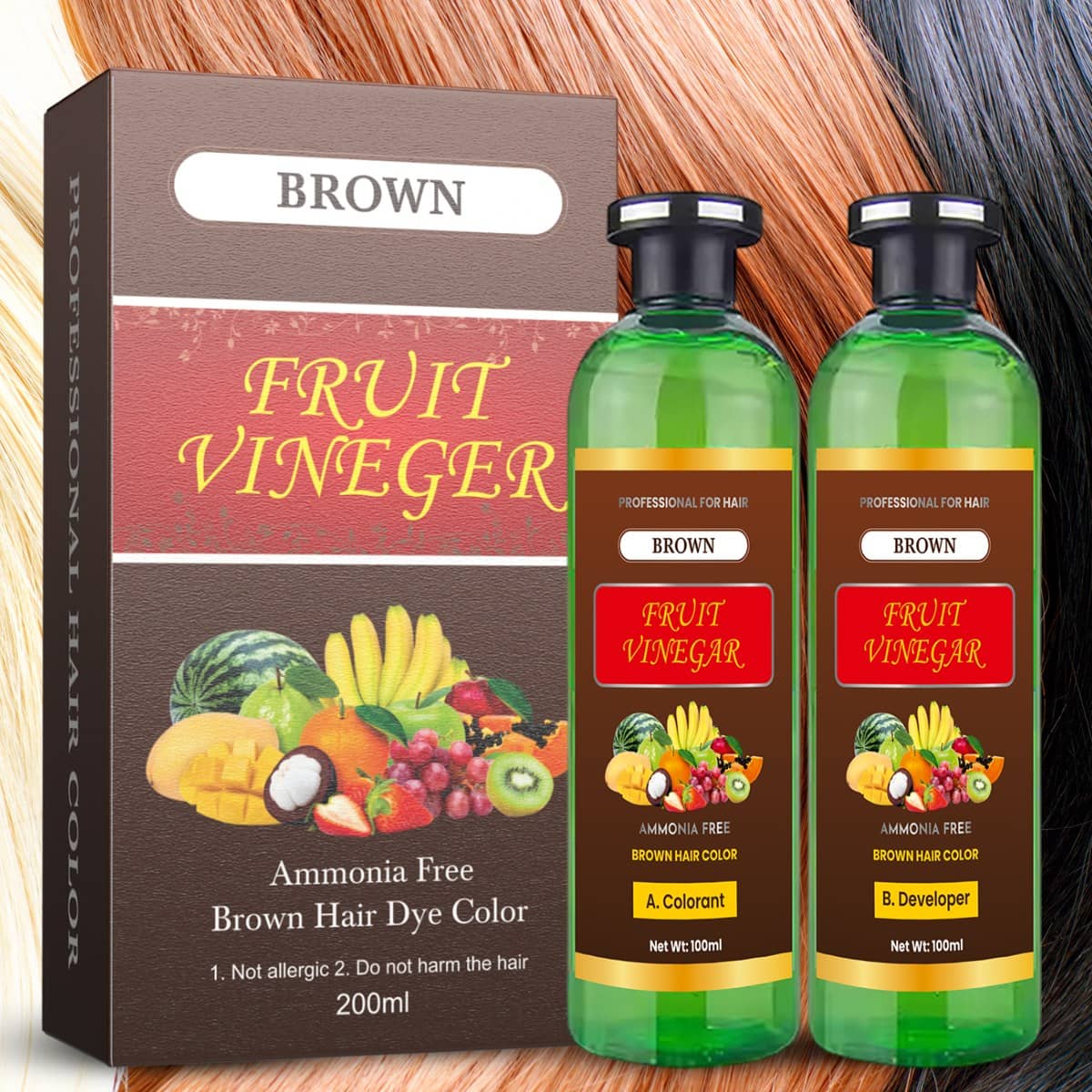 WRIXTY Fruit Vinegar Hair Dye Gel Dark Brown Instant Smooth Shiny Hair Grey Coverage Long Lasting