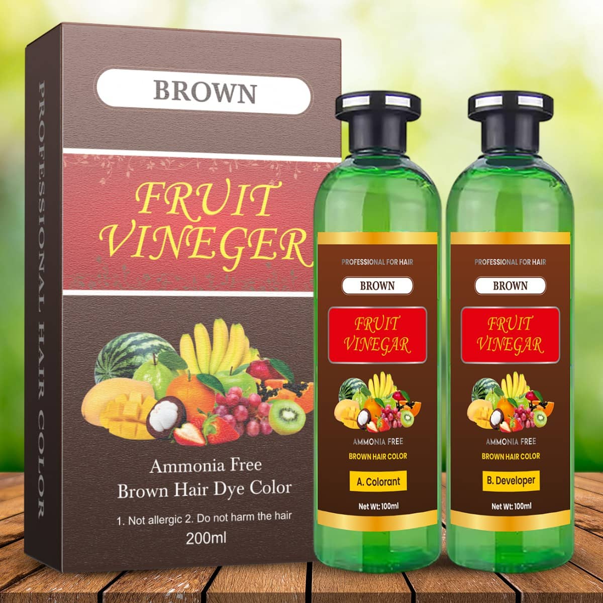 WRIXTY Fruit Vinegar Hair Colour Gel Dark Brown Instant Smooth Shiny Hair Long Lasting Grey Coverage