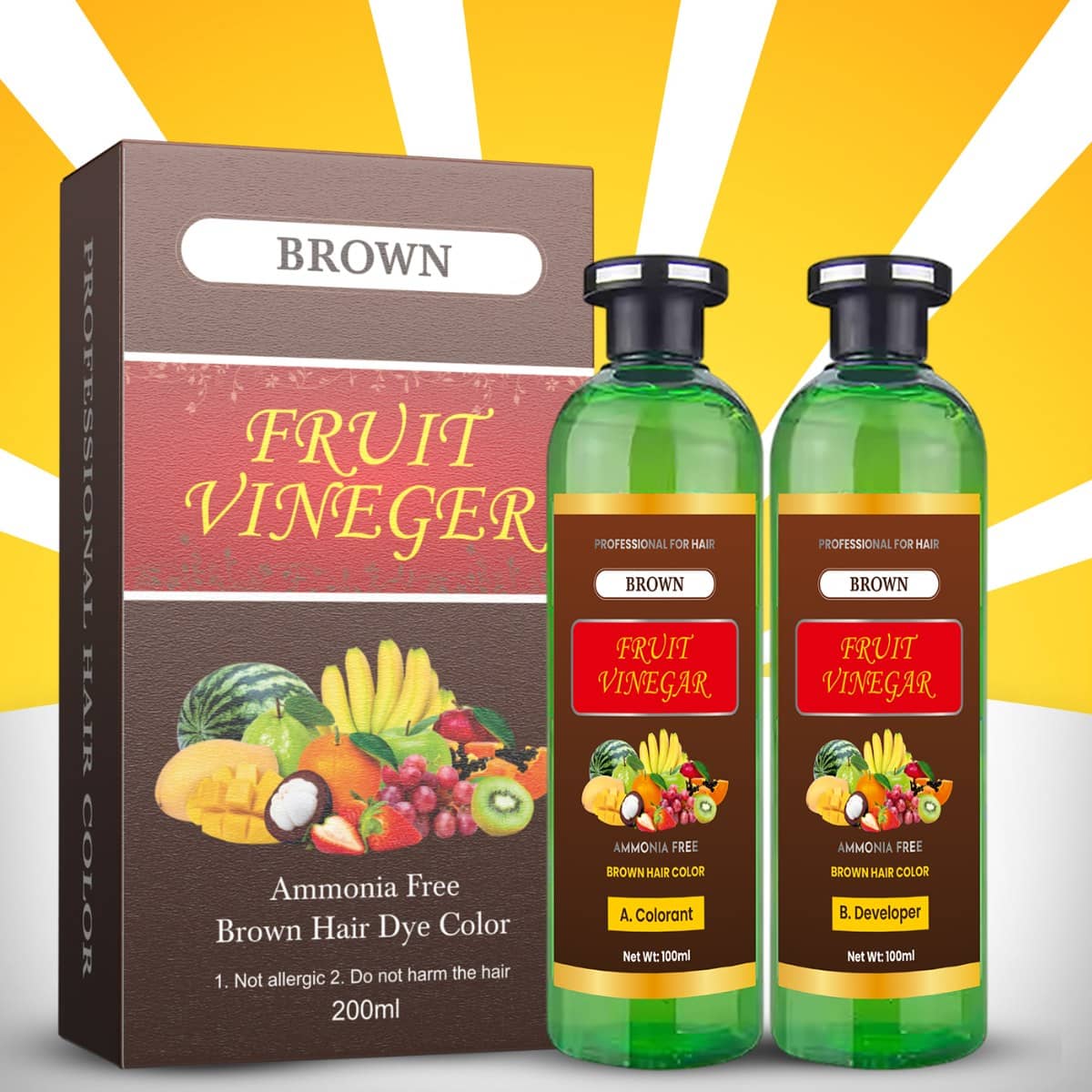 WRIXTY Fruit Vinegar Dark Brown Hair Colour Gel Instant Smooth Silky Hair Quick Result Long Lasting