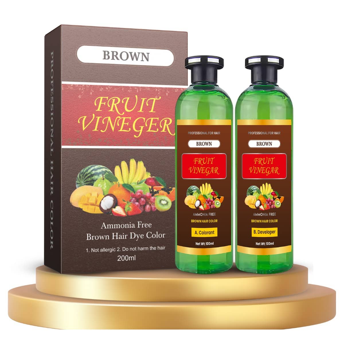 WRIXTY Fruit Vinegar Hair Dye Gel Dark Brown Instant Smooth Soft Hair Natural Shine Easy Apply