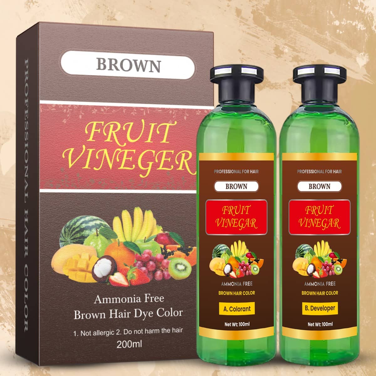Mabilia Fruit Vinegar Dark Brown Hair Colour Gel Instant Smooth Soft Hair Natural Shine Long Lasting
