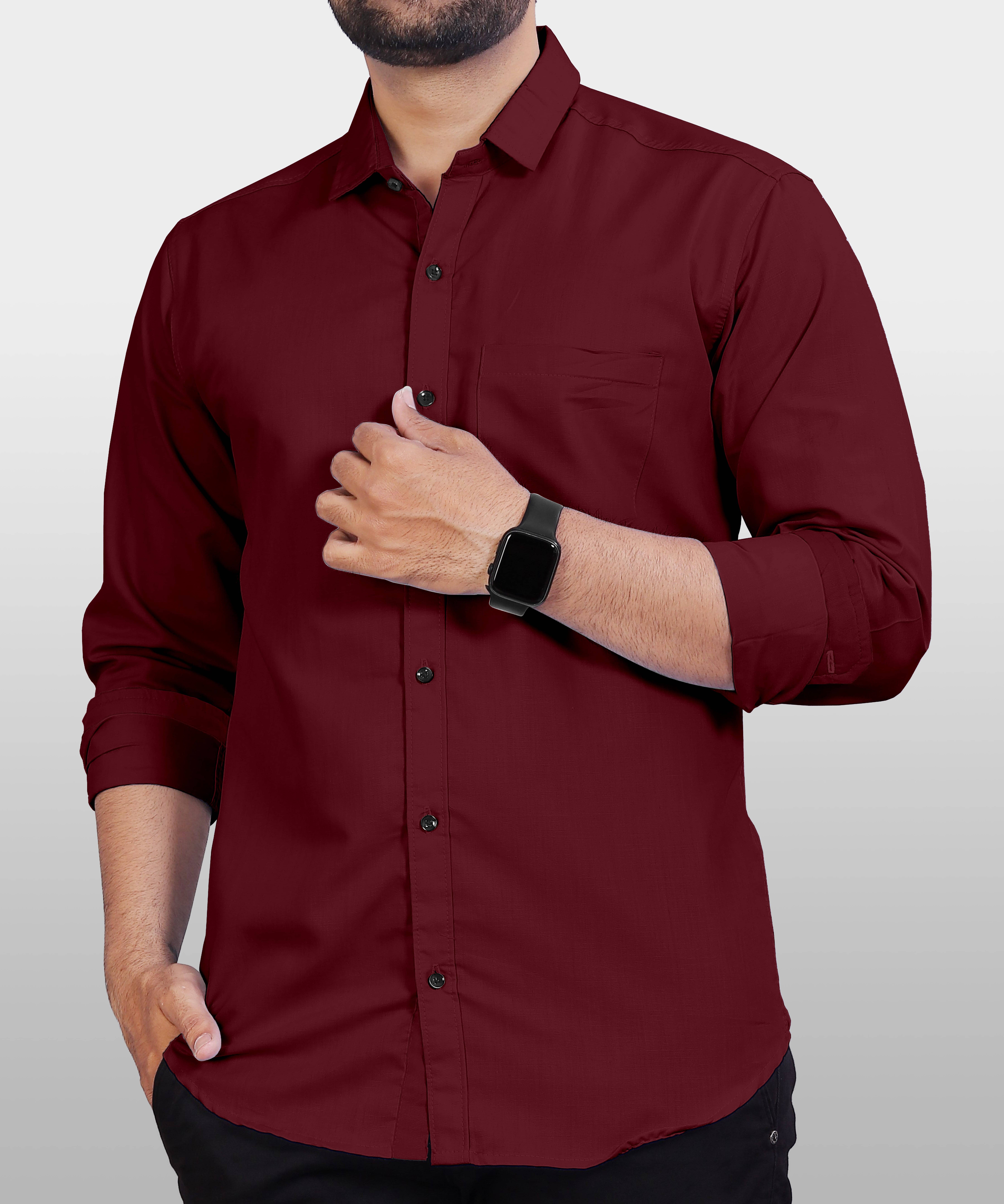 rexan Cotton Blend Regular Fit Full Sleeves Men's Formal Shirt - Maroon ( Pack of 1 ) rexan Cotton Blend Regular Fit Full Sleeves Men's Formal Shirt - Maroon ( Pack of 1 )