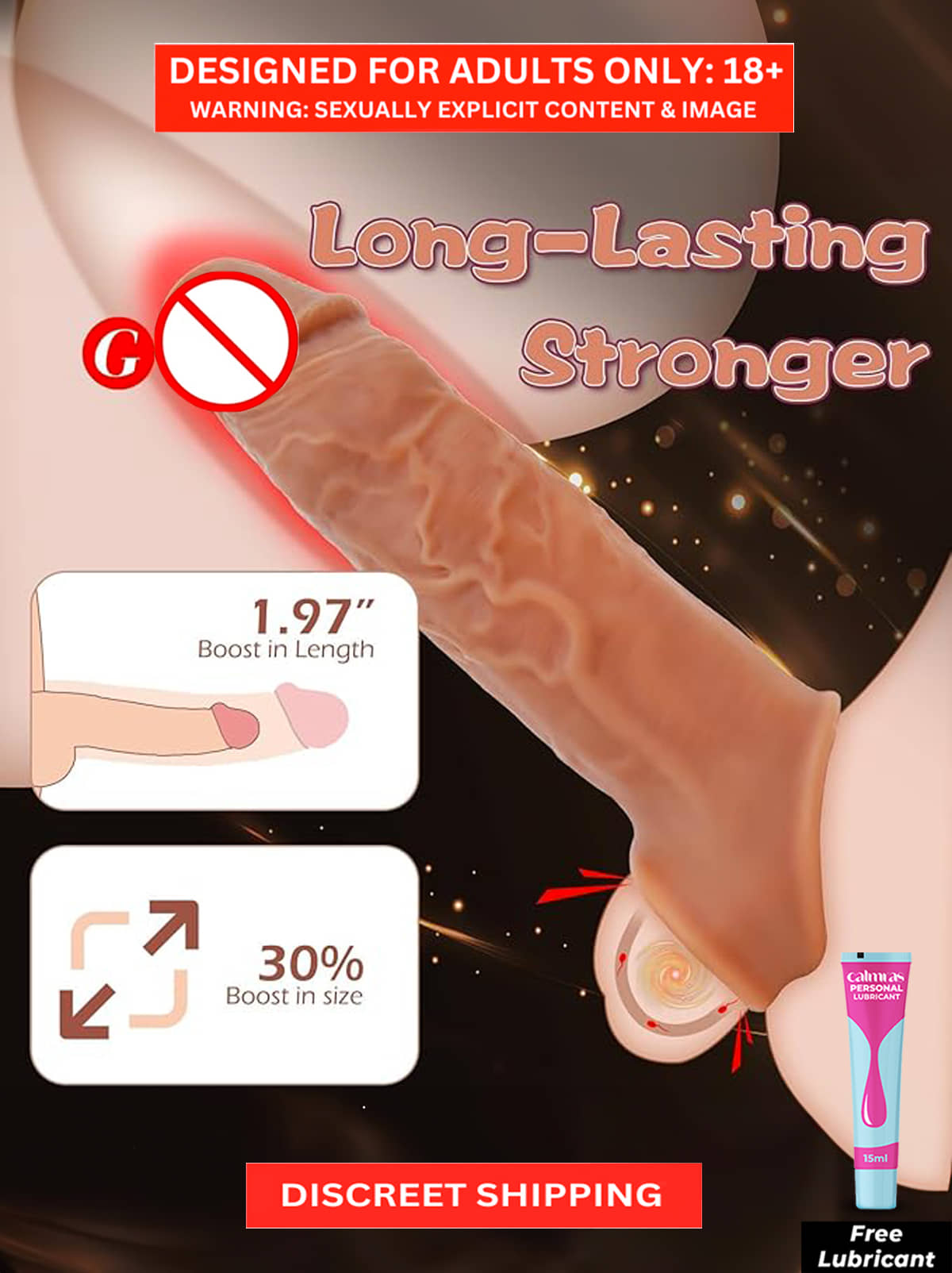 6.5 Dragon Realistic "Fantastic" Skin Reusable/Washable Sleeve Brwon Extension With  Lube By Naughty Nights