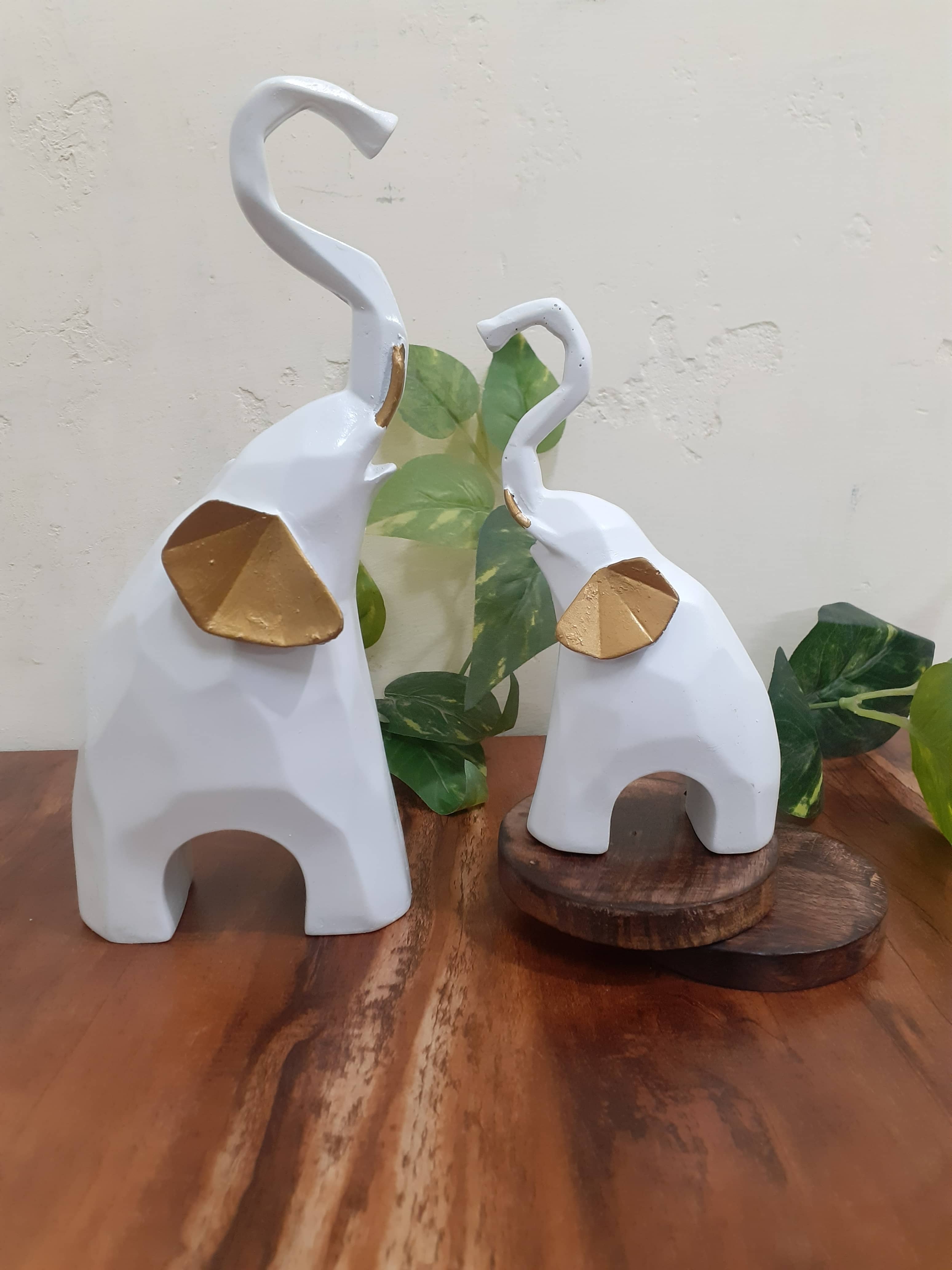 AFTERSTITCH white elephant set of 2 idol statue foe home office table decor  Animal Showpiece 20 cm