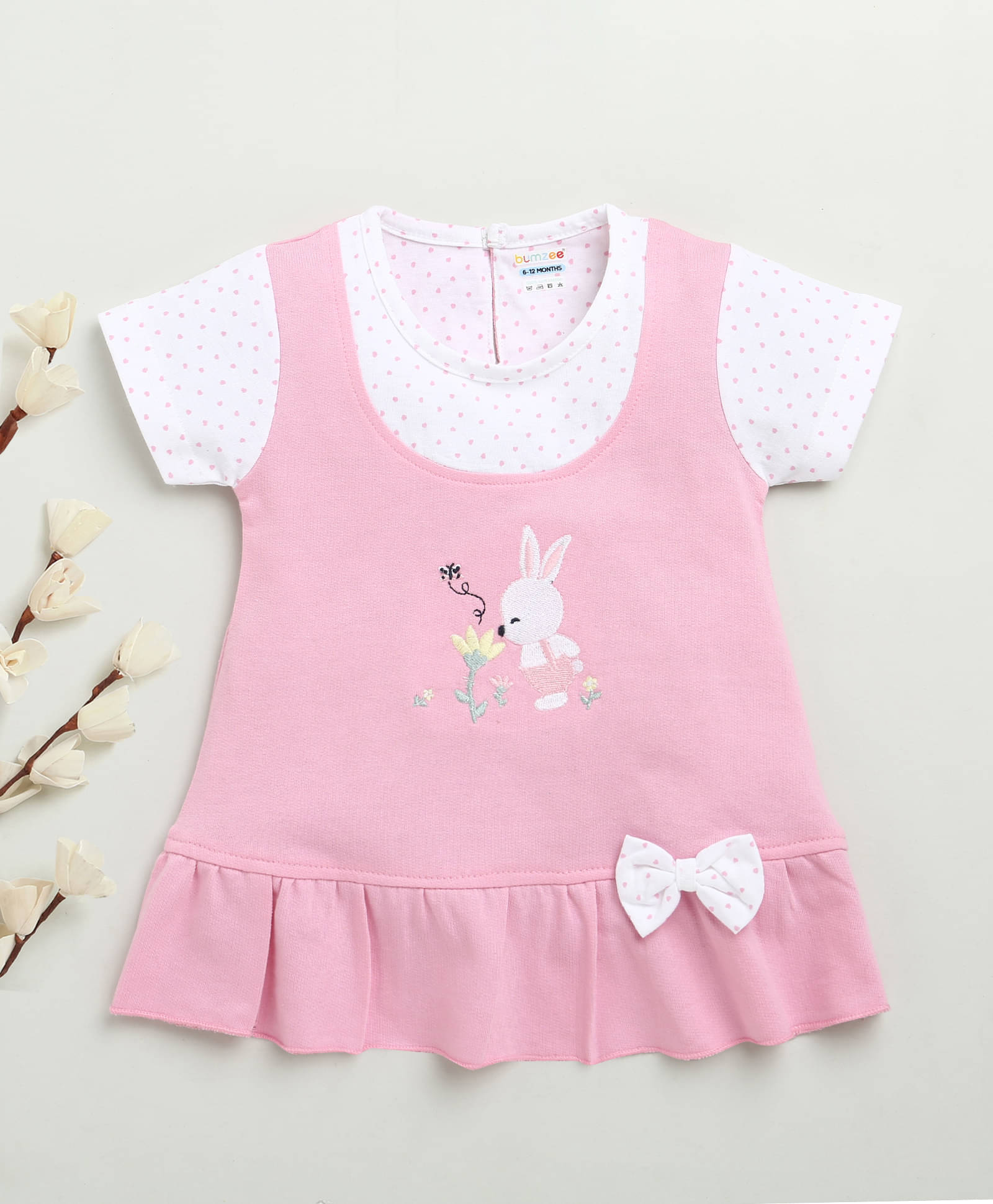     			BUMZEE Cotton Dress For Baby Girls ( Pack of 1 , Pink )