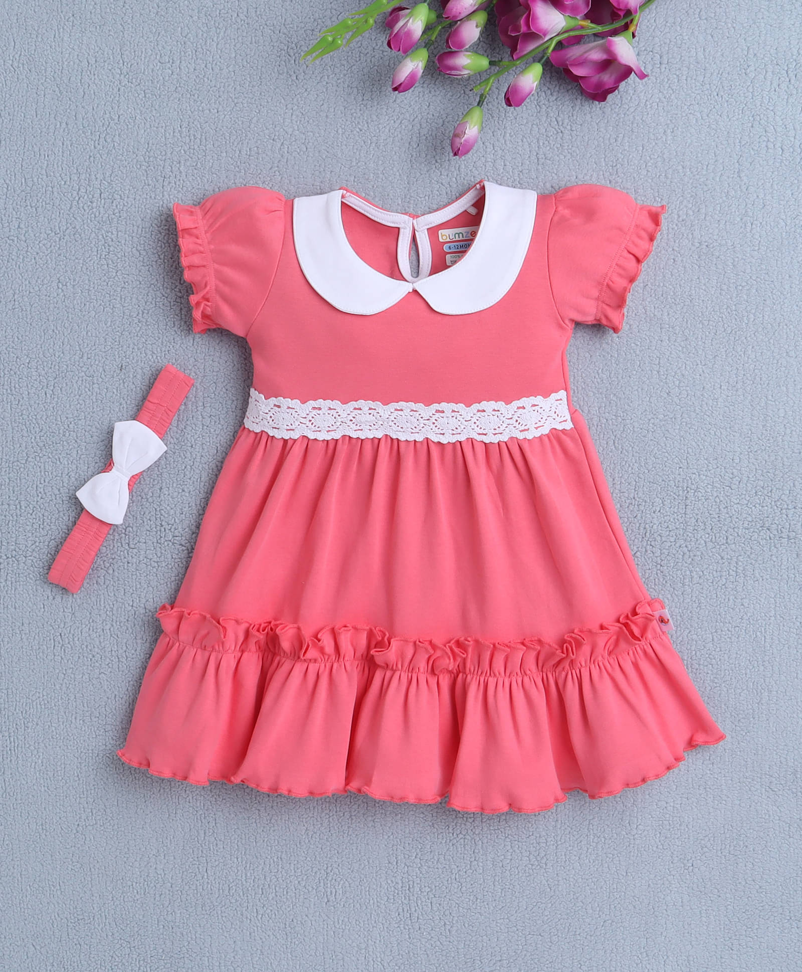 BUMZEE Cotton Frock For Baby Girls ( Pack of 1 , Coral ) BUMZEE Cotton Frock For Baby Girls ( Pack of 1 , Coral )