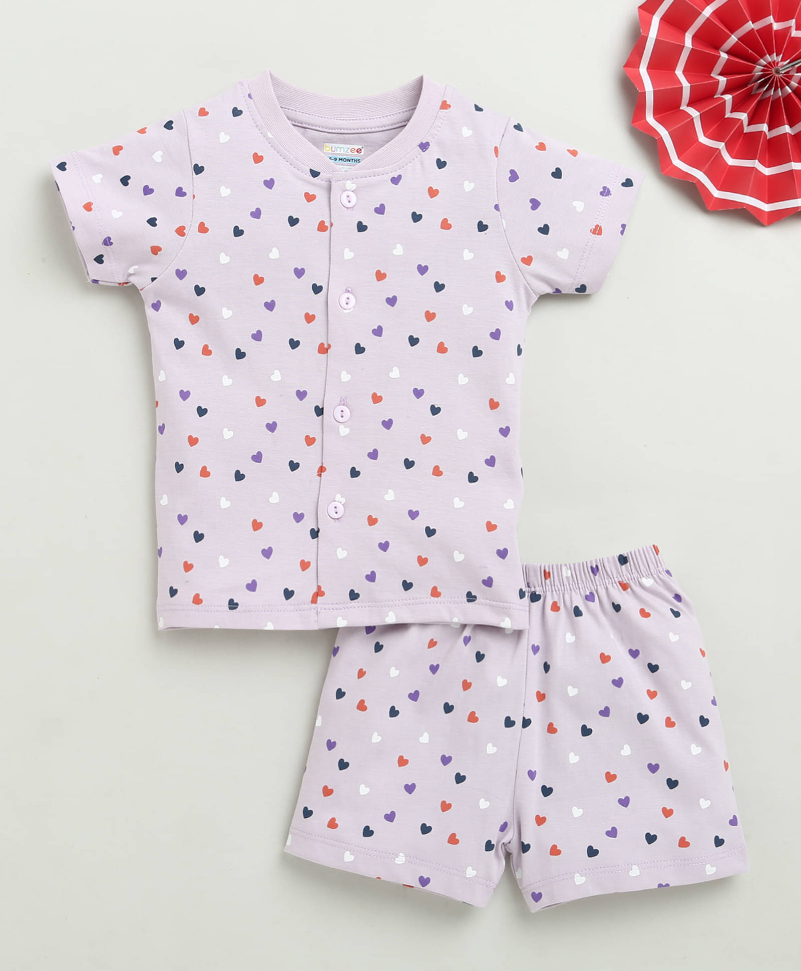     			BUMZEE Pack of 1 Baby Girls Cotton T-Shirt & Shorts ( Purple )