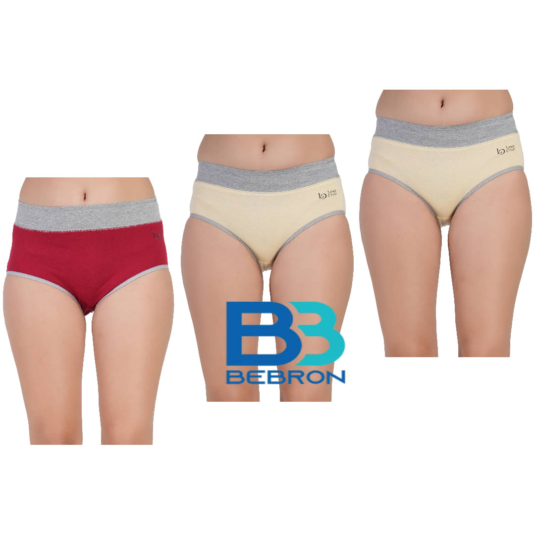     			Bebron Pack of 3 Cotton Lycra Hipster For Women ( Multicolor9 )