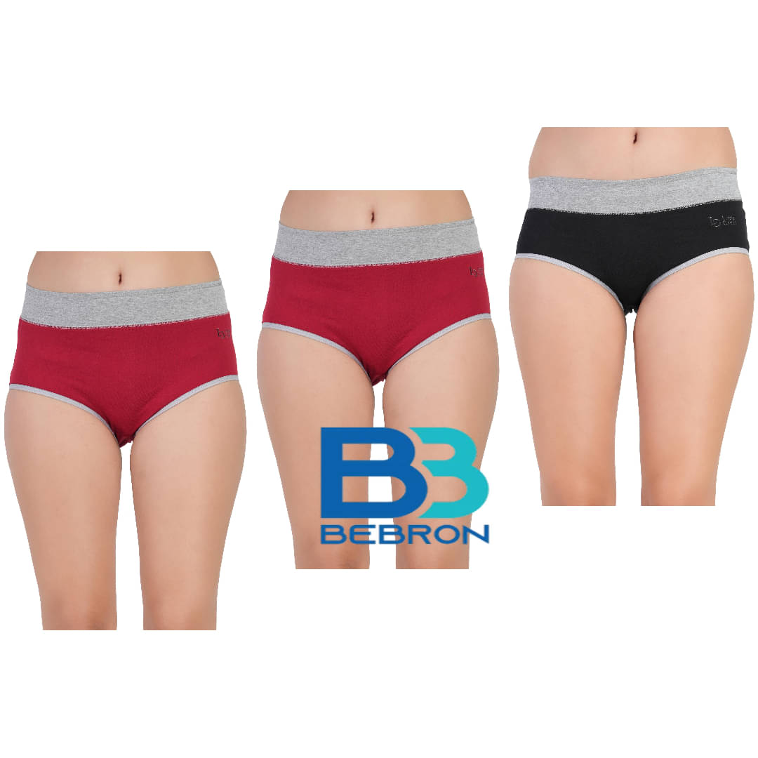     			Bebron Pack of 3 Cotton Lycra Hipster For Women ( Multicolor8 )
