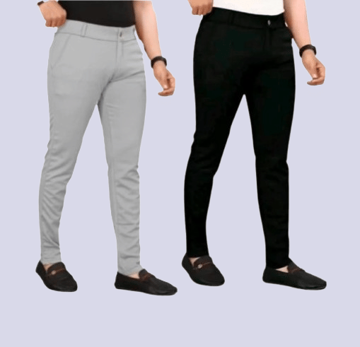 DWIDEN Regular Flat Men's Chinos - Black ( Pack of 2 ) - Trousers | Buy online on ZillyBuy
