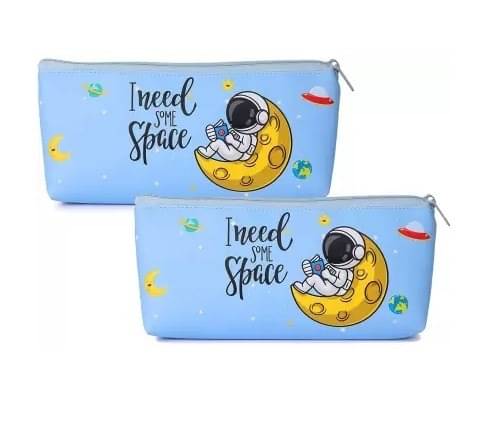     			Eclet 2Pcs Space Astronaut Pencil Pouch for Kids School Stationery Zipper Closer Large Capacity Storage Bag Pencil Case Travel Pouch for Boys Sky Blue Pouch Gift Pouch Art Pure Leather Pencil Box  (Set of 2, Multicolor)
