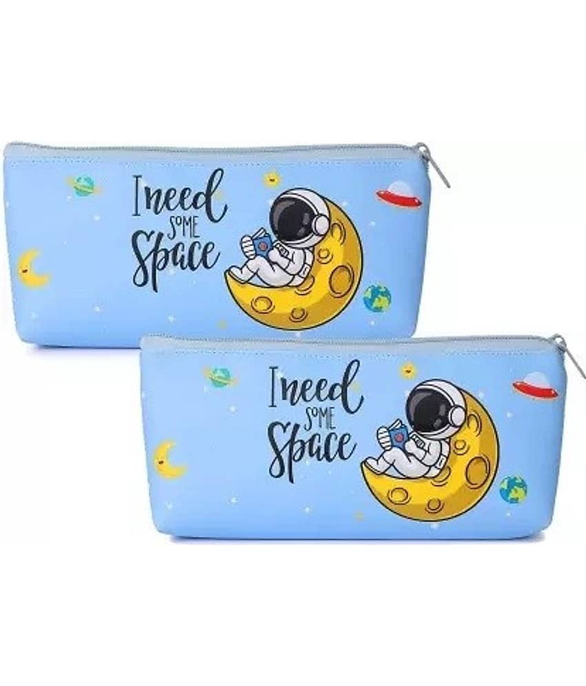 Eclet 2Pcs Space Astronaut Pencil Pouch for Kids School Stationery Zipper Closer Large Capacity Storage Bag Pencil Case Travel Pouch for Boys Sky Blue Pouch Gift Pouch Art Pure Leather Pencil Box (Set of 2, Multicolor) - Stationery | Buy online on ZillyBuy