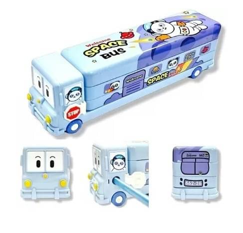     			Eclet Metal Bus Compass Box for Kids for School,Pencil Box for Kids,Return Gift Set BUS Stationery Set for Kids SPACE Art Metal Pencil Box  (Set of 1, Blue)
