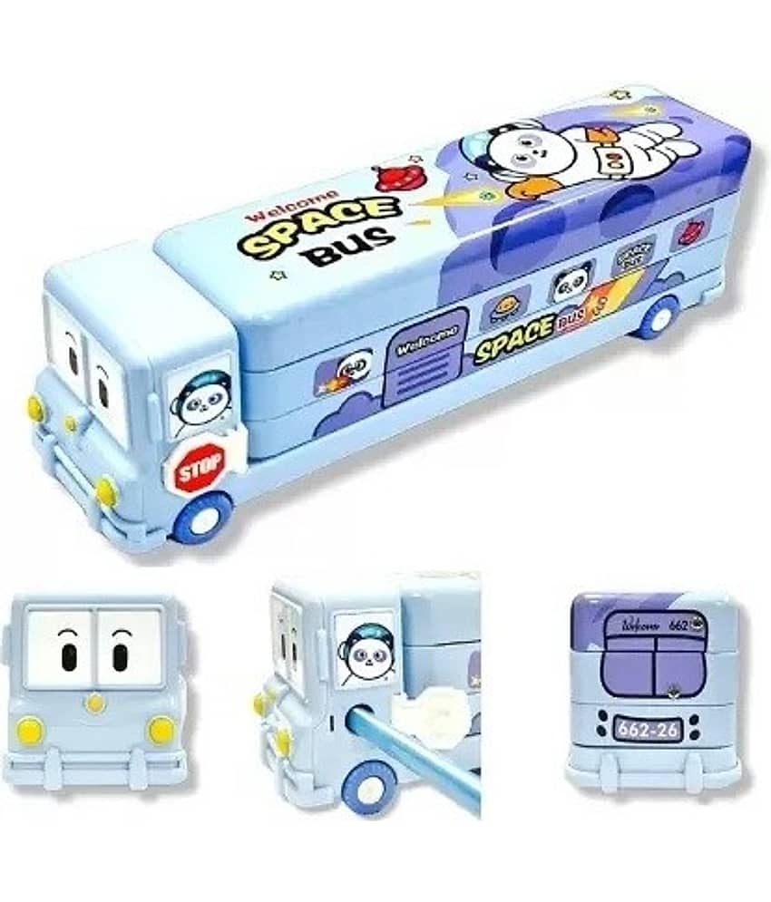 Eclet Metal Bus Compass Box for Kids for School,Pencil Box for Kids,Return Gift Set BUS Stationery Set for Kids SPACE Art Metal Pencil Box (Set of 1, Blue) - Stationery | Buy online on ZillyBuy