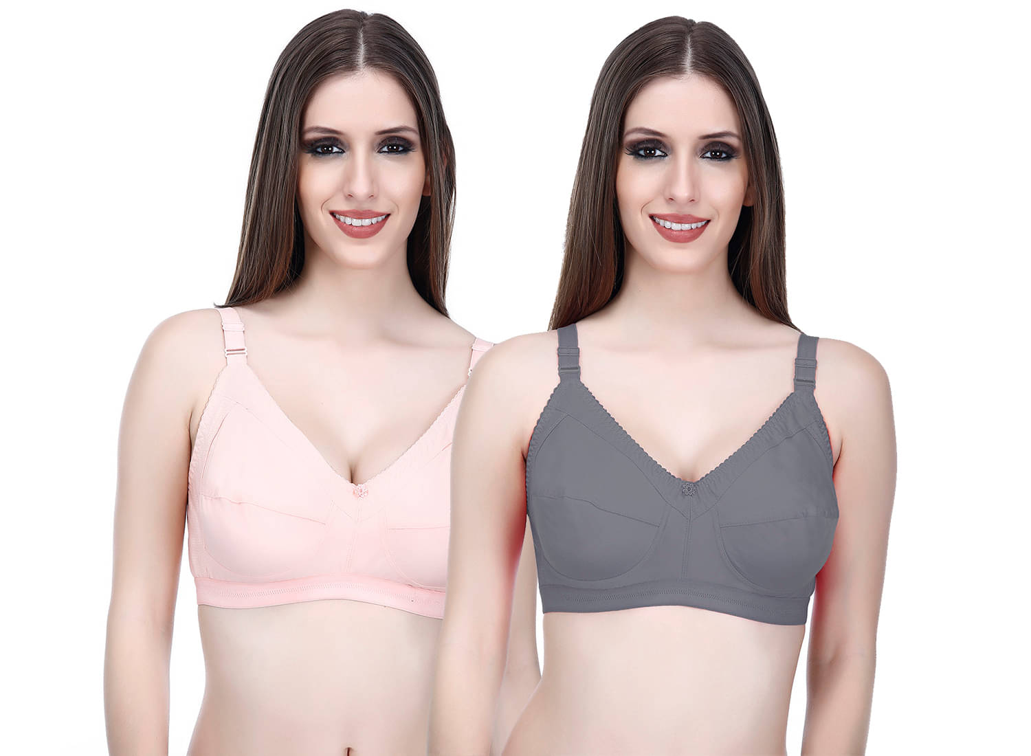 Elina Pack of 2 Cotton Non Padded Minimizer Bra For Women ( Multicolor ) Elina Pack of 2 Cotton Non Padded Minimizer Bra For Women ( Multicolor )