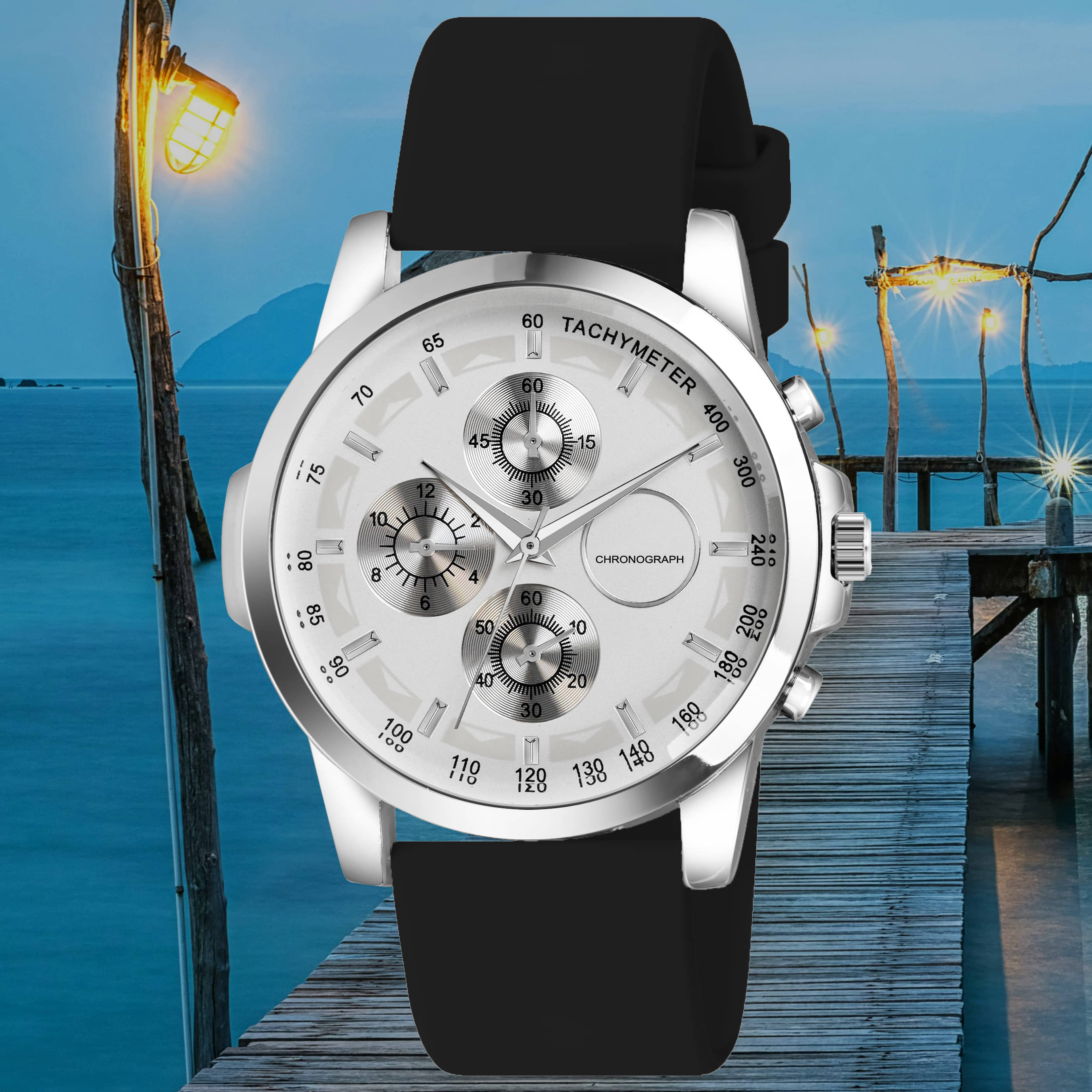     			Harbor Black Silicon Analog Men's Watch