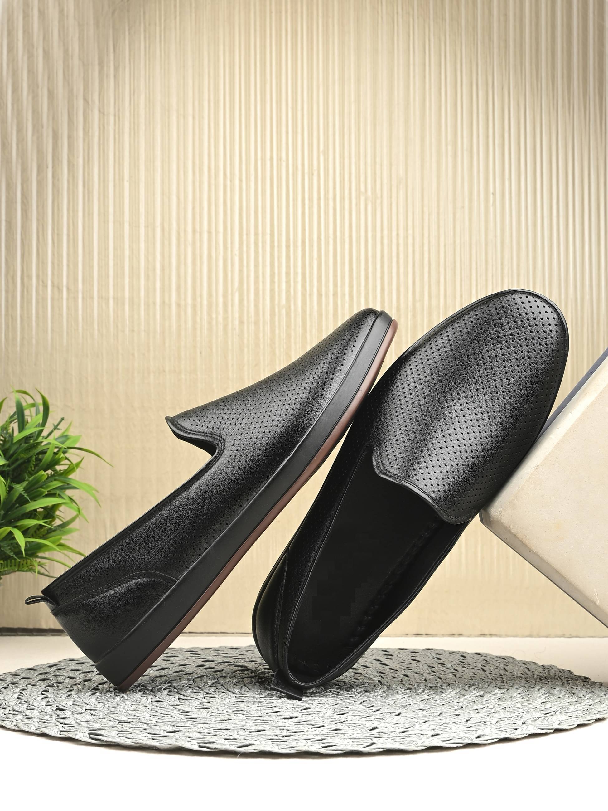     			JK Port Causal shoes for men Black Men's Slip-on Shoes
