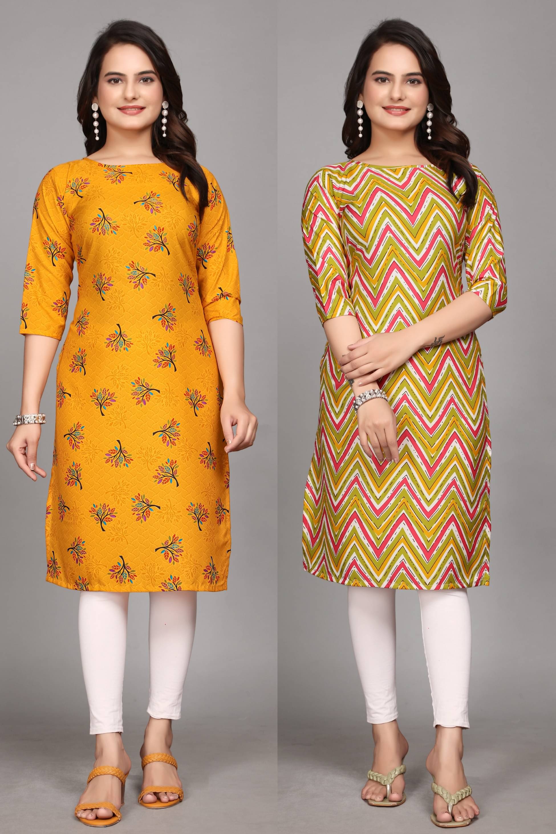     			KALAVRITTA Pack of 2 Crepe Printed Straight Women's Kurti - ( Multicoloured )