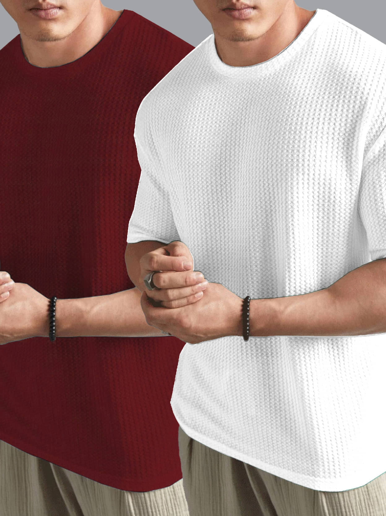     			KICKBUDS Cotton Blend Regular Fit Solid Half Sleeves Men's Round T-Shirt - White ( Pack of 2 )