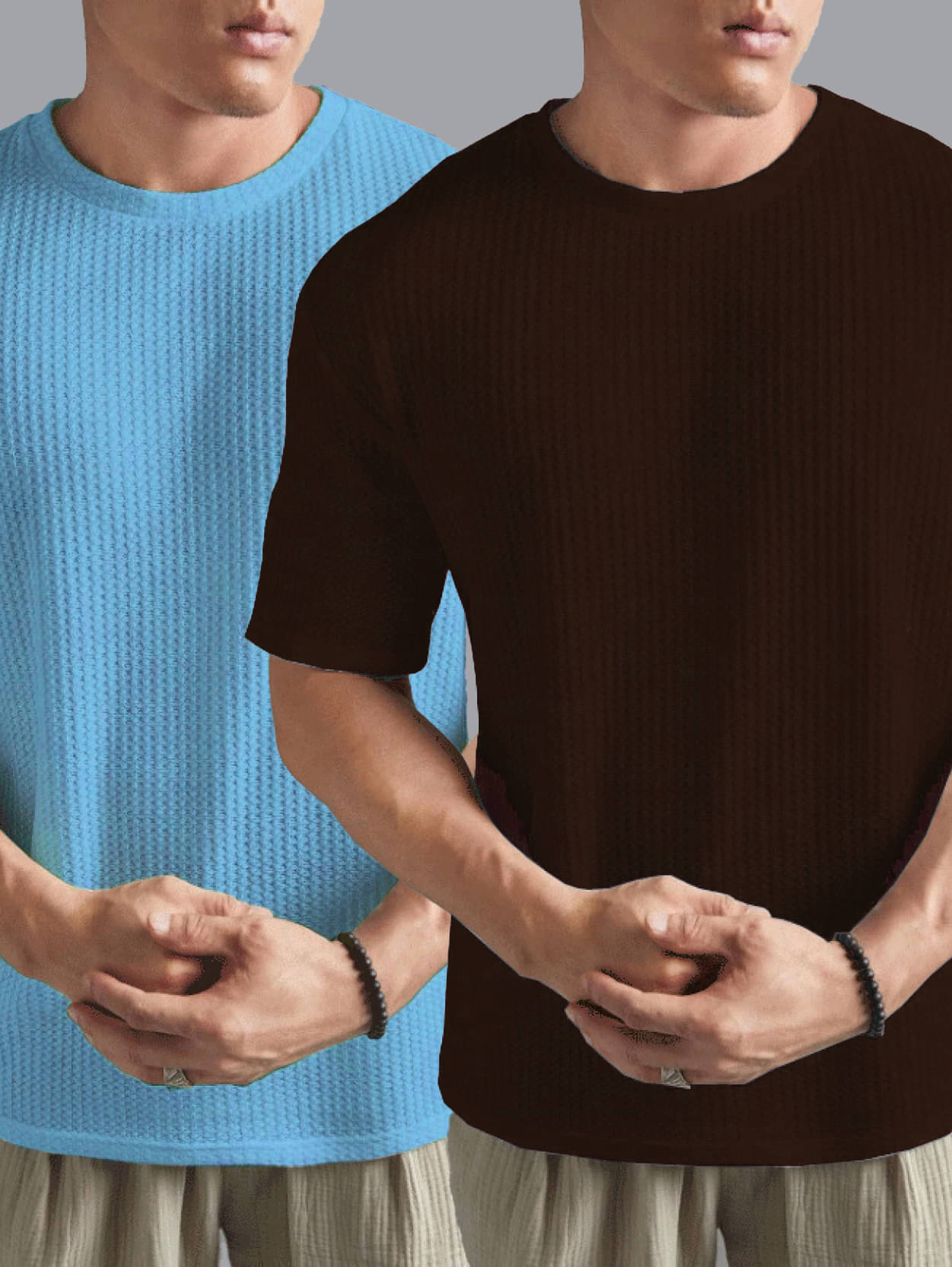     			KICKBUDS Cotton Blend Regular Fit Solid Half Sleeves Men's Round T-Shirt - Brown ( Pack of 2 )