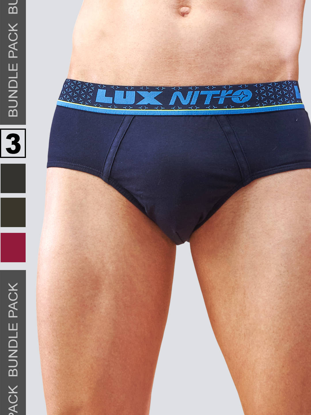    			Lux Nitro Pack of 3 Cotton Briefs For Men's ( Multicolor )
