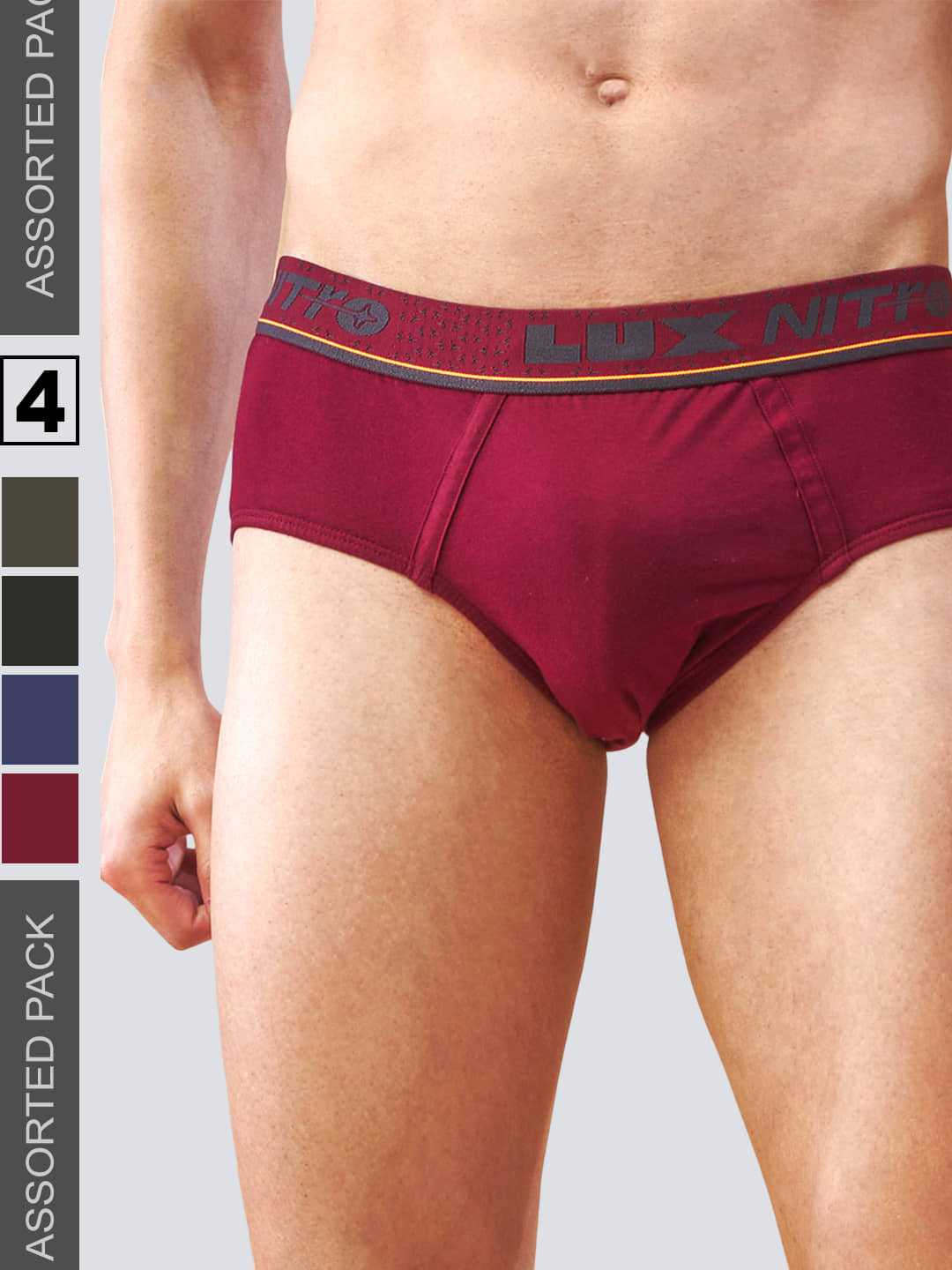 Lux Nitro Pack of 4 Cotton Briefs For Men's ( Multicolor )
