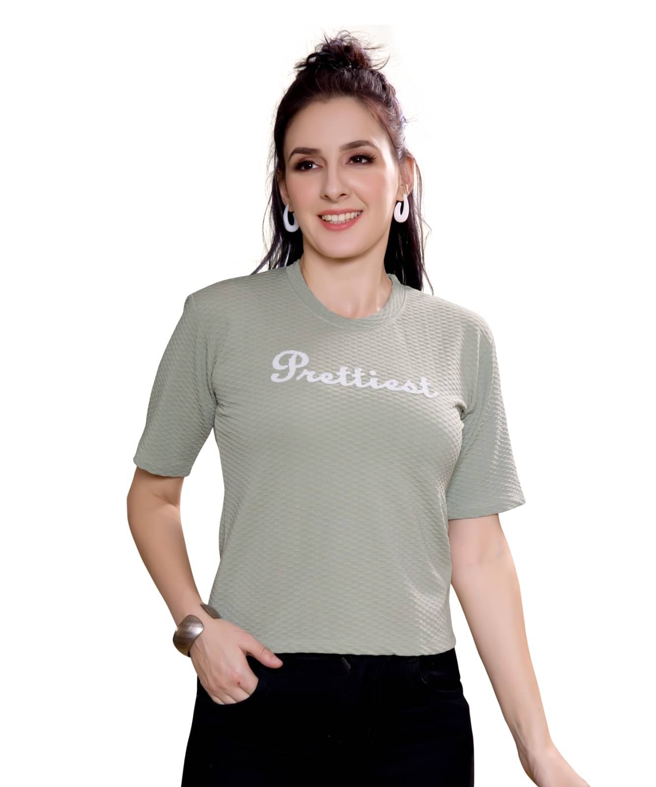     			Monisha Plus Women's Cotton Blend Regular Top ( Grey )