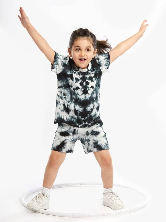     			Pink Angel Pack of 1 Girls 100% Cotton T-shirt & Shorts ( Black )