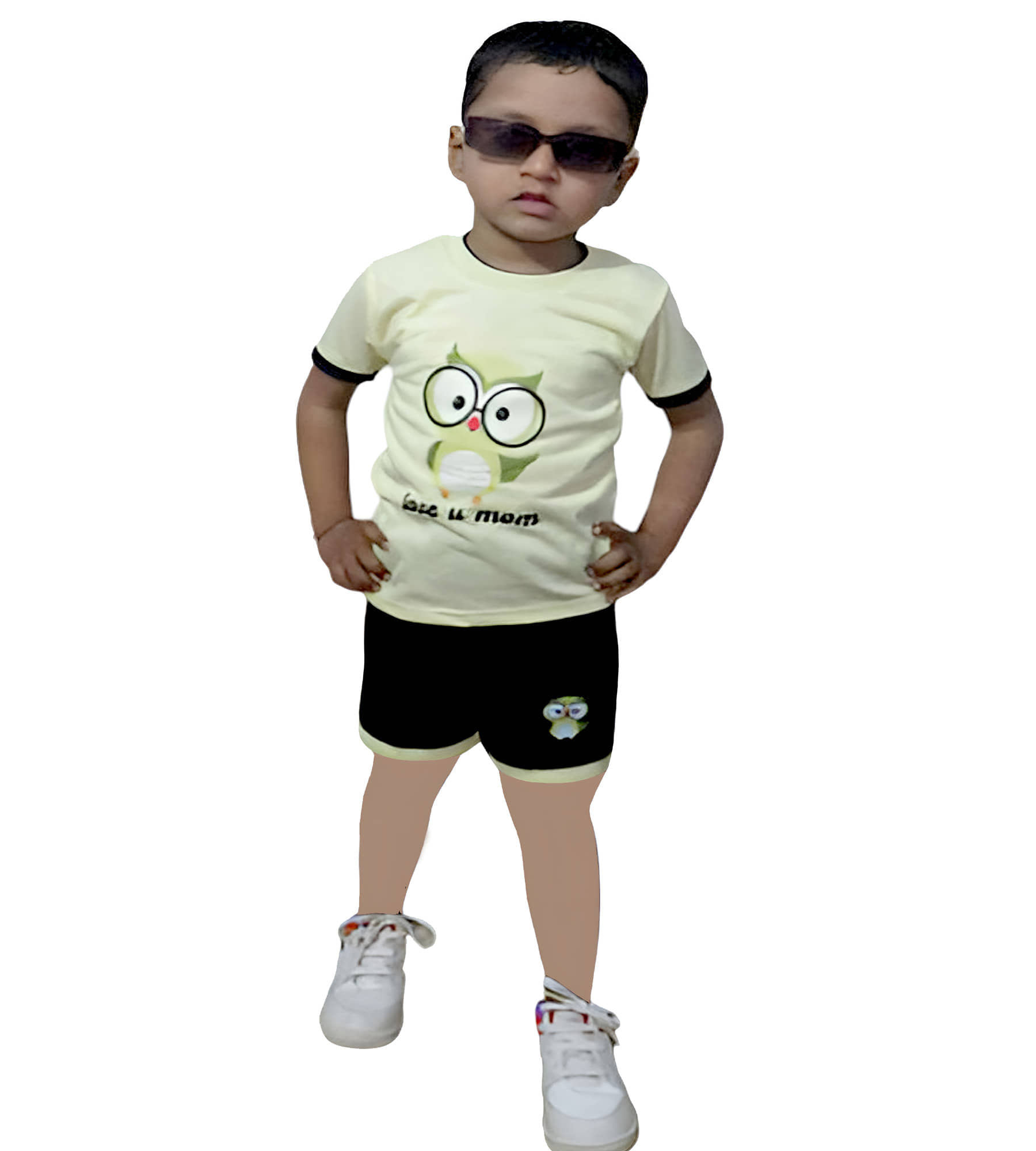 RBF84 Pack of 1 Baby Boys Cotton T-Shirt & Shorts Set ( Yellow )