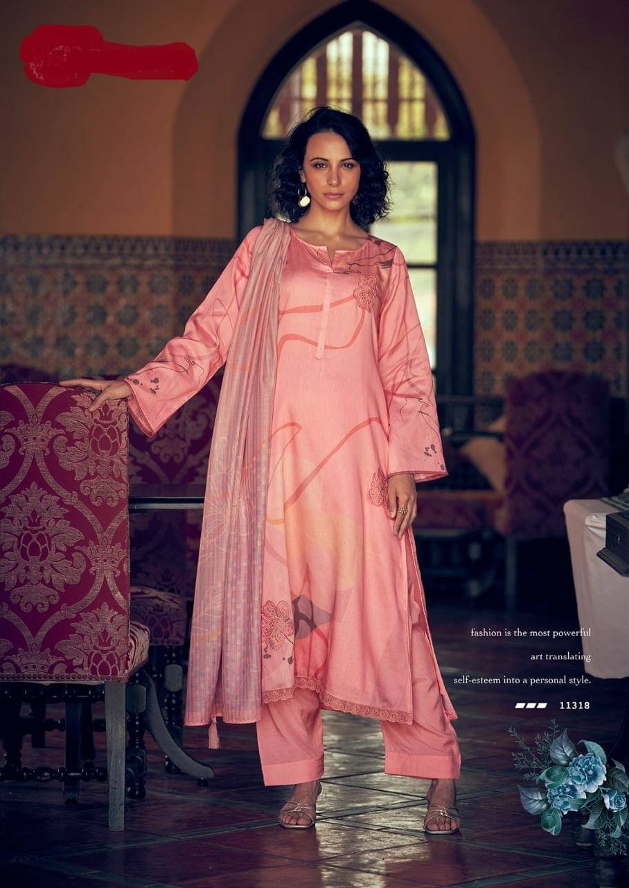     			RCPC Unstitched Cotton Blend Printed Dress Material - Pink ( Pack of 1 )