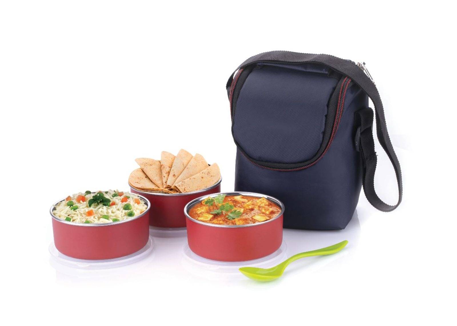     			SMARTHOMEMART 3 Container Steel Lunch Box Stainless Steel Insulated Lunch Box 3 - Container ( Pack of 1 )