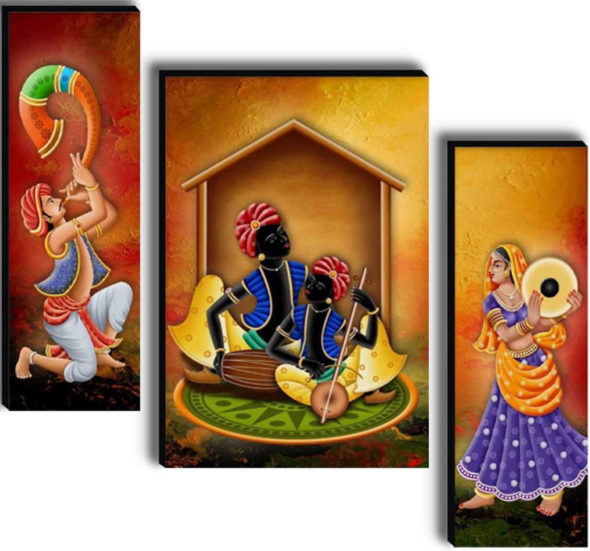 SNDArt Set OF 3 Rajasthani Traditional Wall Paintings For Living Room 12 x 18 inch SNDArt Set OF 3 Rajasthani Traditional Wall Paintings For Living Room 12 x 18 inch