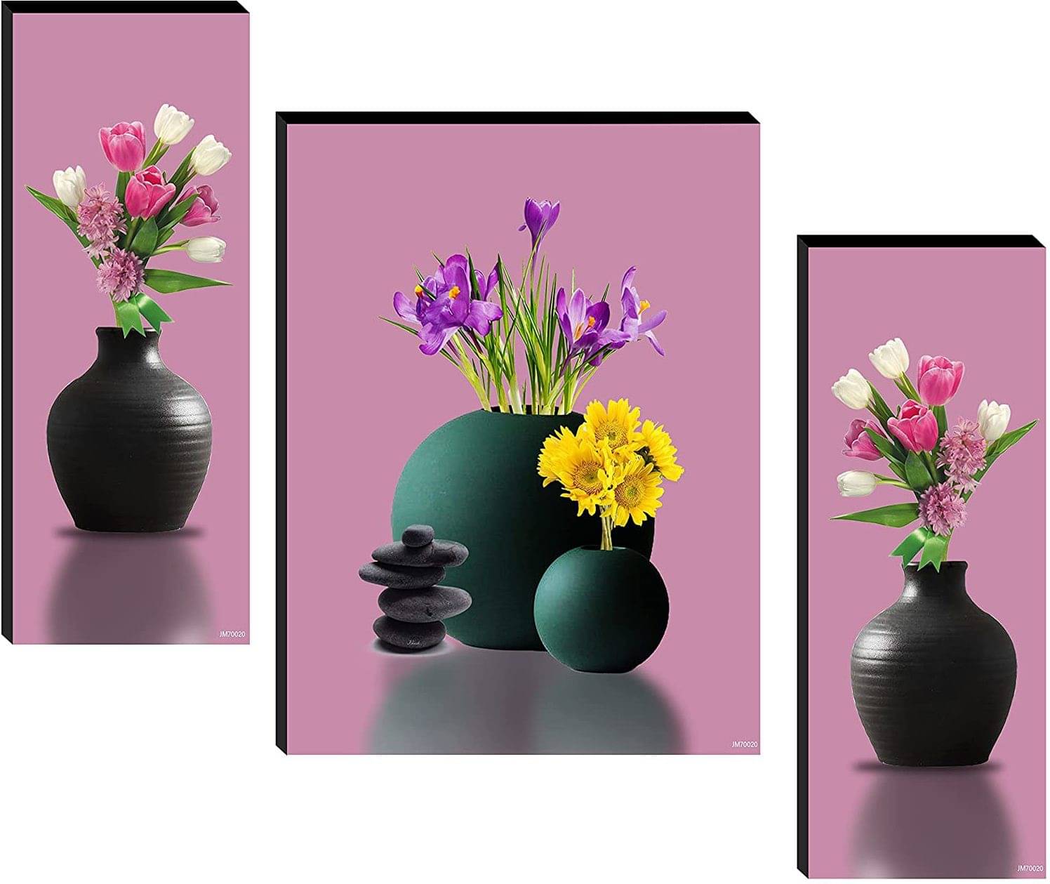     			SNDArt Set Of 3 Flower Pots Wall Paintings For Living Room 12 x 18 inch