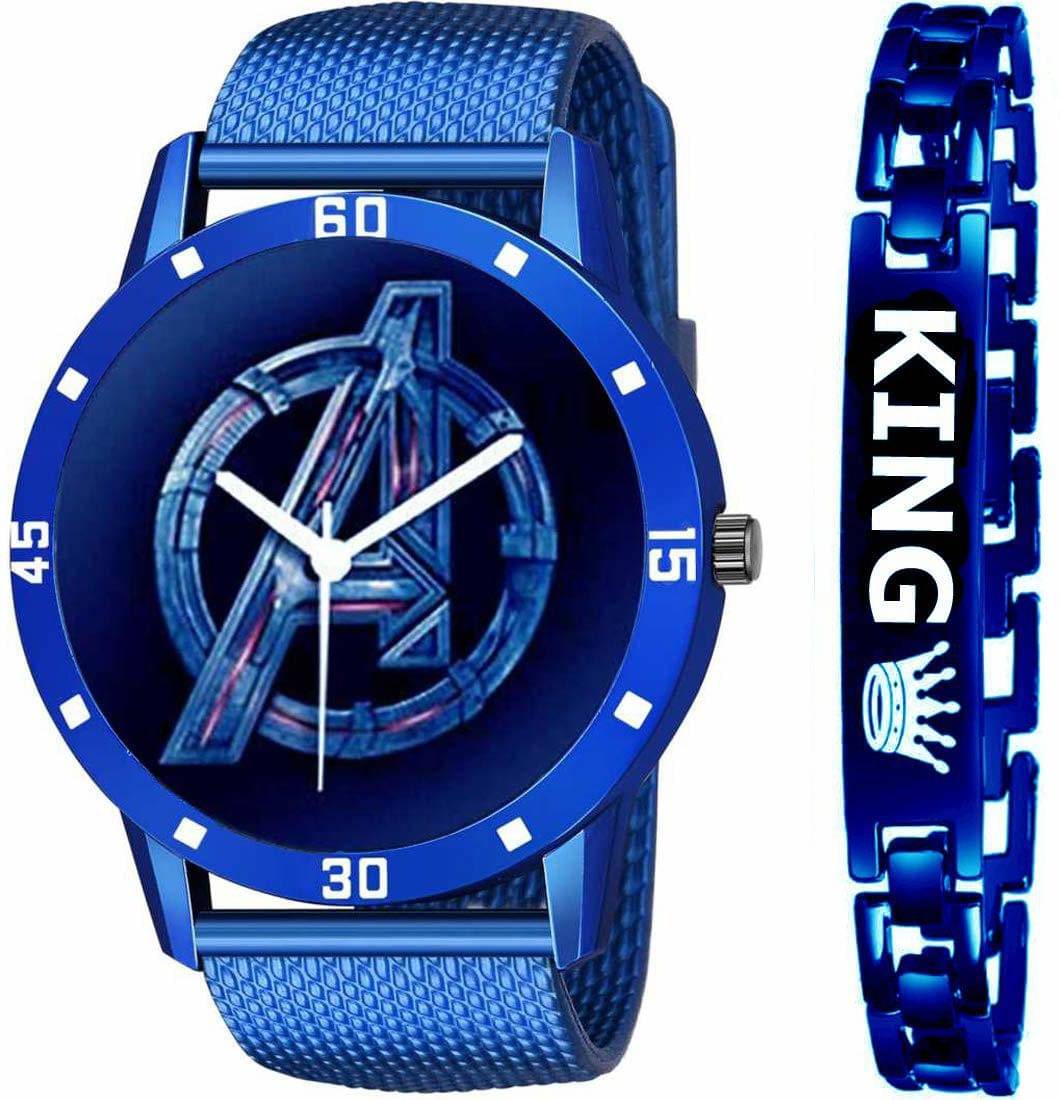     			Shivark Blue Silicon Analog Men's Watch