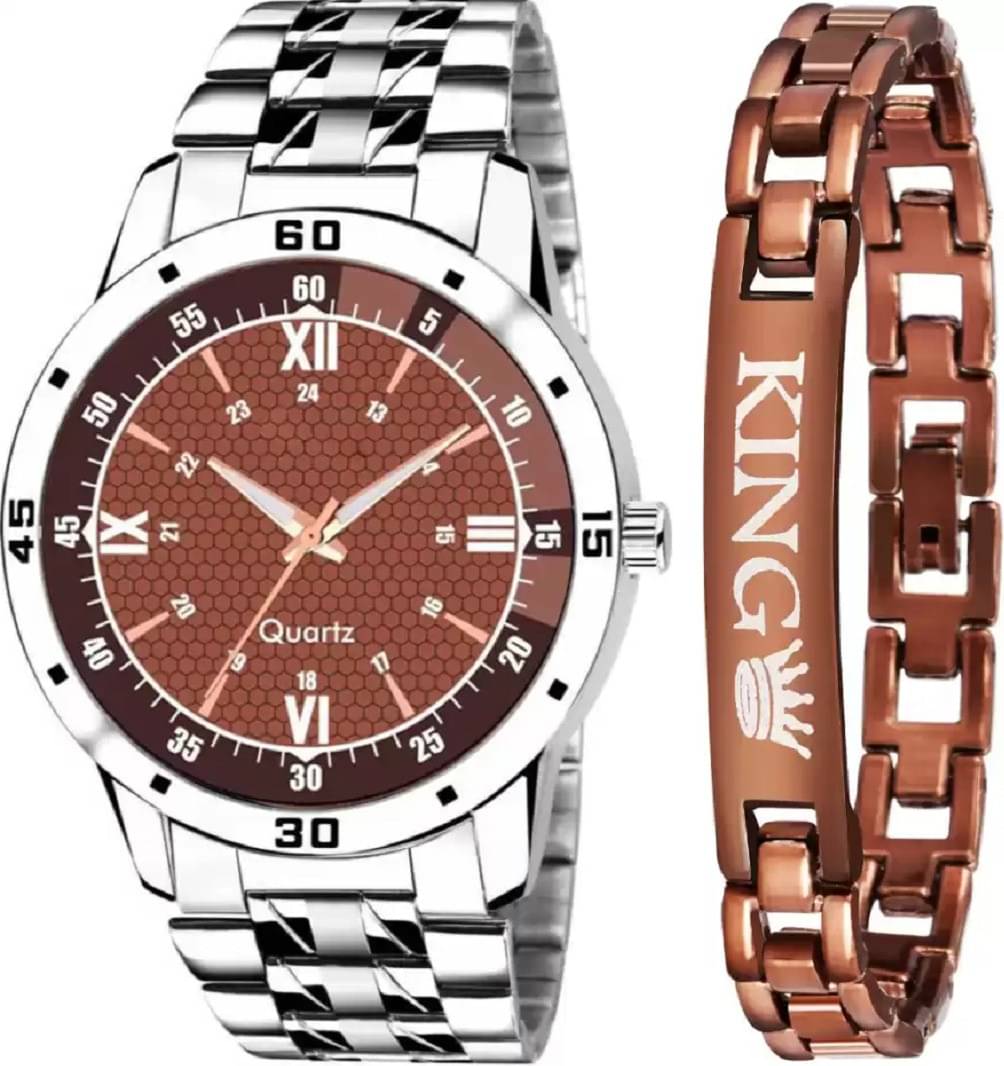     			Shivark Silver Stainless Steel Analog Men's Watch