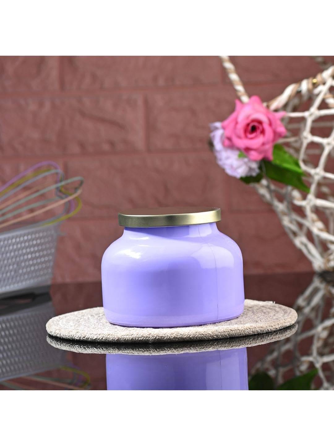     			Somil Clear Storage Jar Glass Blue Multi-Purpose Container ( Set of 1 )