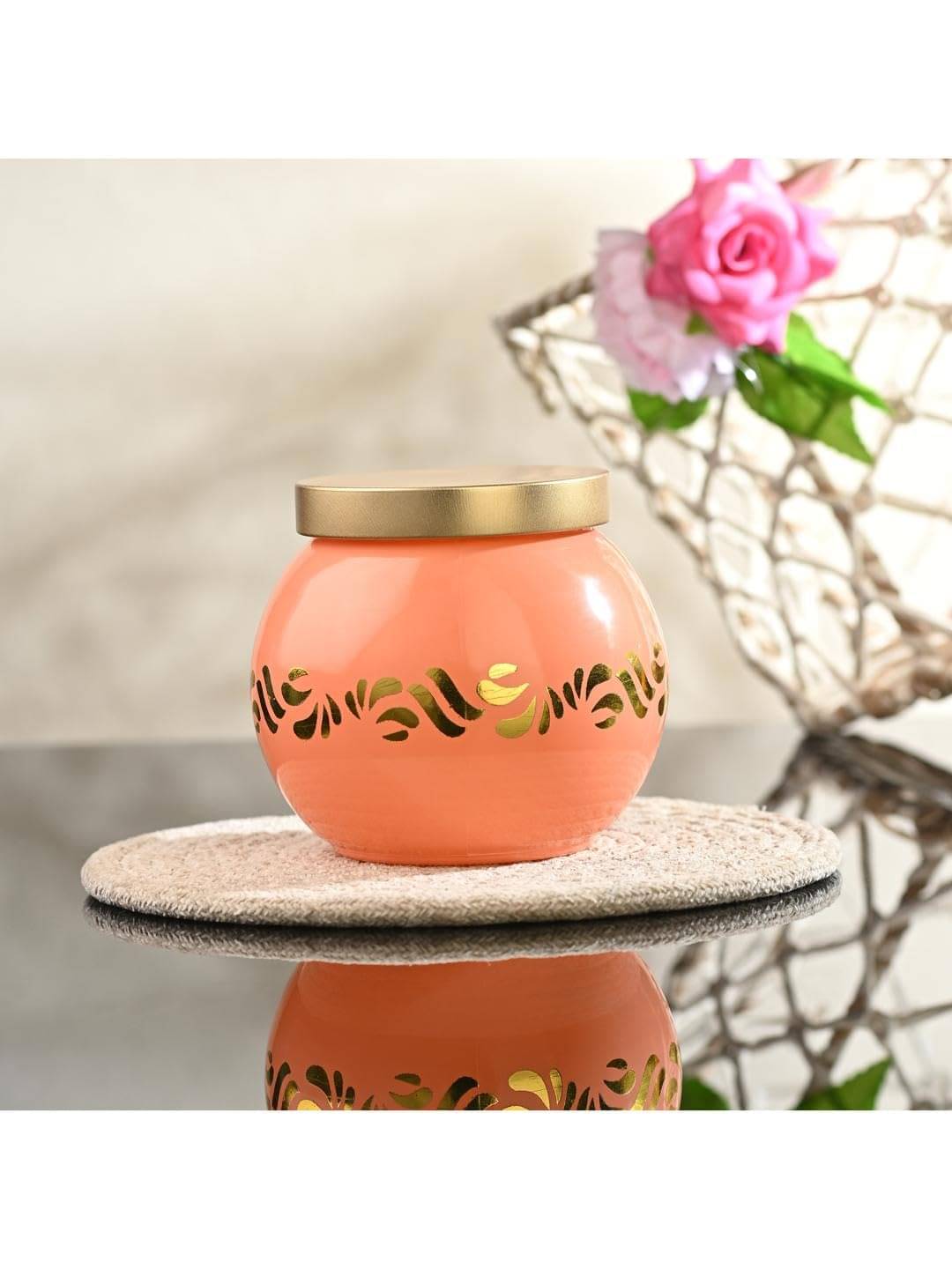 Somil Clear Storage Jar Glass Orange Multi-Purpose Container ( Set of 1 ) Somil Clear Storage Jar Glass Orange Multi-Purpose Container ( Set of 1 )