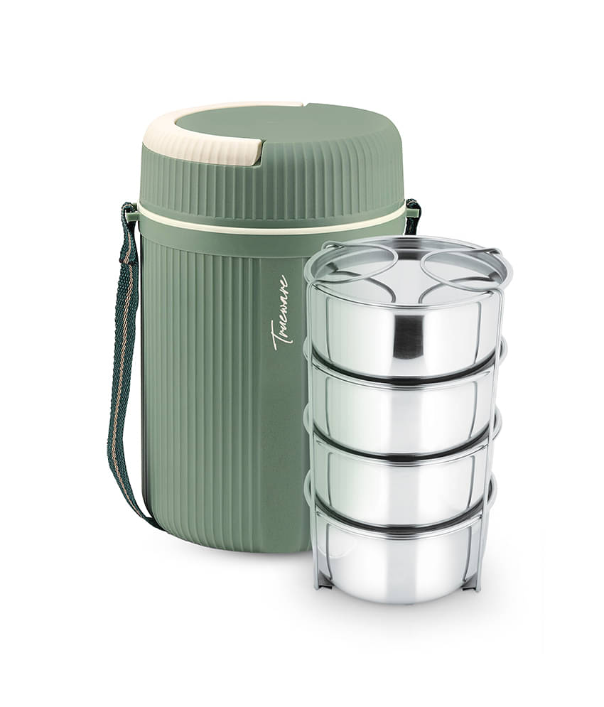Trueware QUICK MEAL Outer Plastic Inner Stainless Steel Insulated Lunch Box 4 - Container ( Pack of 1 )     			Trueware QUICK MEAL Outer Plastic Inner Stainless Steel Insulated Lunch Box 4 - Container ( Pack of 1 )