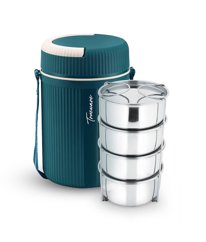     			Trueware Quick Meal Outer Plastic Inner Stainless Steel Insulated Lunch Box 4 - Container ( Pack of 1 )