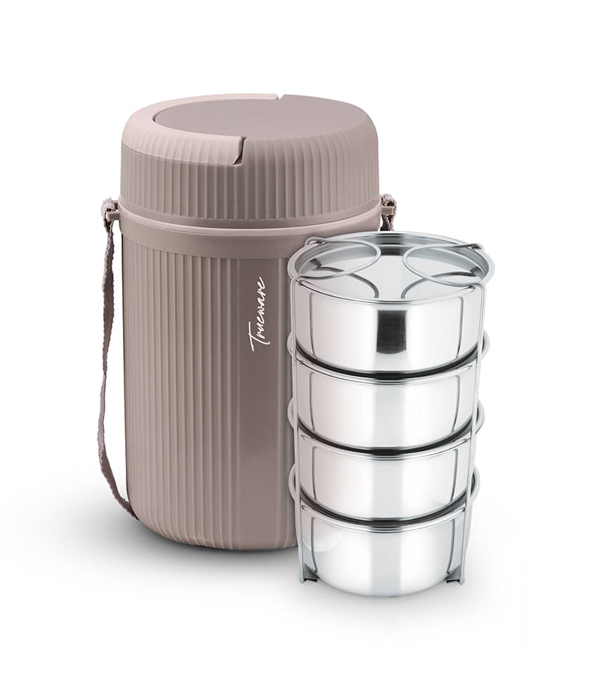 Trueware Quick Meal Outer Plastic Inner Stainless Steel Insulated Lunch Box 4 - Container ( Pack of 1 )     			Trueware Quick Meal Outer Plastic Inner Stainless Steel Insulated Lunch Box 4 - Container ( Pack of 1 )